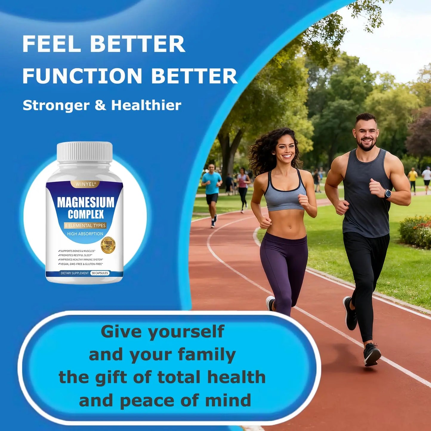 Magnesium Complex Supplement 8 Elemental 1000mg | Magnesium Supplement with Glycinate, Malate, Citrate | Sleep, Relaxation, Bone & Muscle | Vegan 90 Capsules WINYEL buy supplements Au