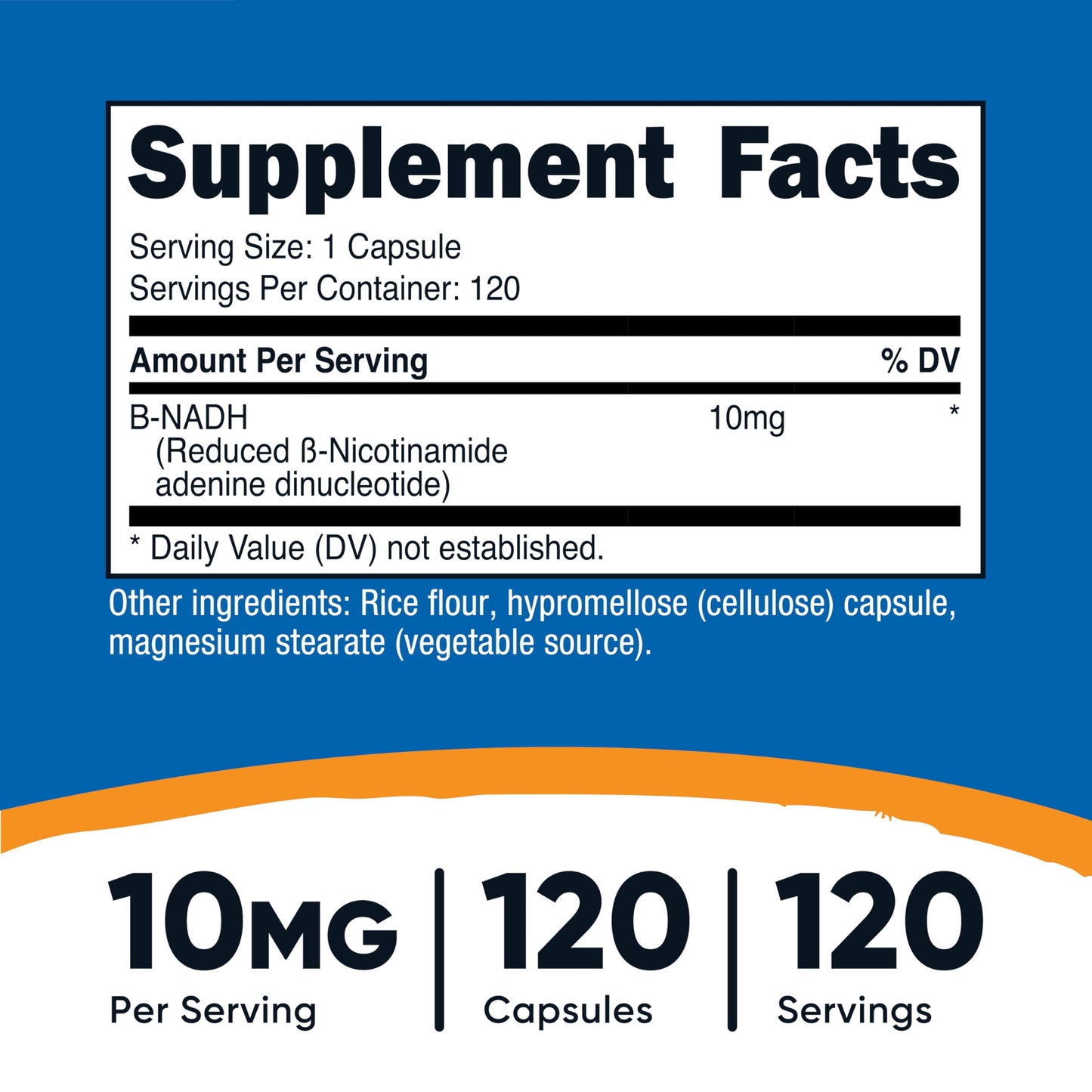 Nutricost NADH 10mg Per Serving 120 Capsules - B-Nicotinamide Adenine Dinucleotide, Vegan, Gluten-Free NutricostBuy Supplements Australia