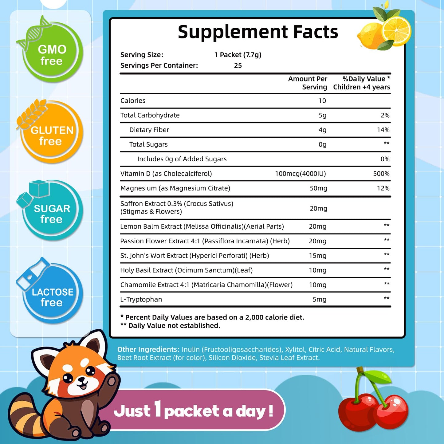 Biorizvo Saffron Drink for Kids - Saffron Exact Drink Mix with GABA, Magnesium & Vitamin D3 - Supports Mood Focus & Sleep, Calms Temper Tantrums, Fruit Punch Drink Sticks Mix for Kids 4+, Sugar-Free Biorizvo buy supplements Au
