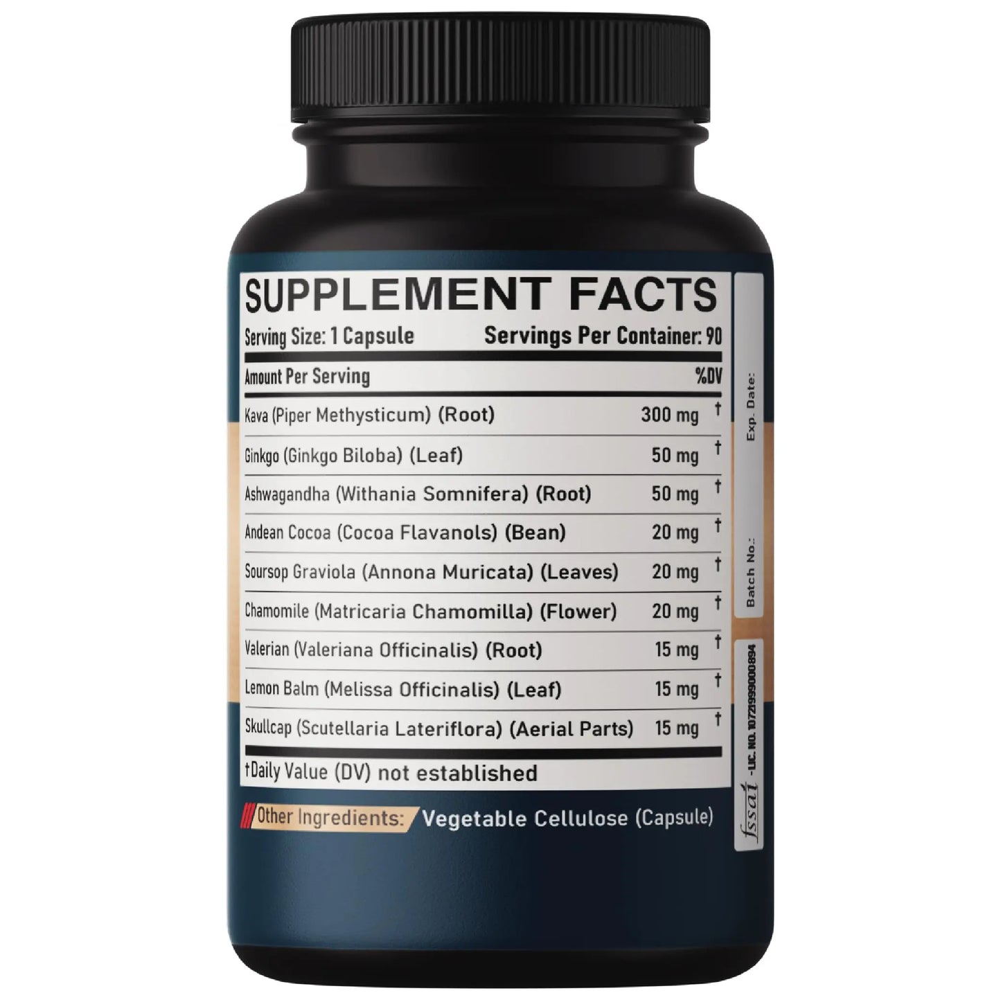 DEDICAD Kava Kava Capsules - 3 Month Supply - 9 Herbs with Ginkgo Biloba, Ashwagandha Root, Andean Cocoa, Graviola Leaf, Chamomile, Valerian, Lemon Balm & Skullcap - Support Mood & Immune - 90 Pills DEDICAD buy supplements Au