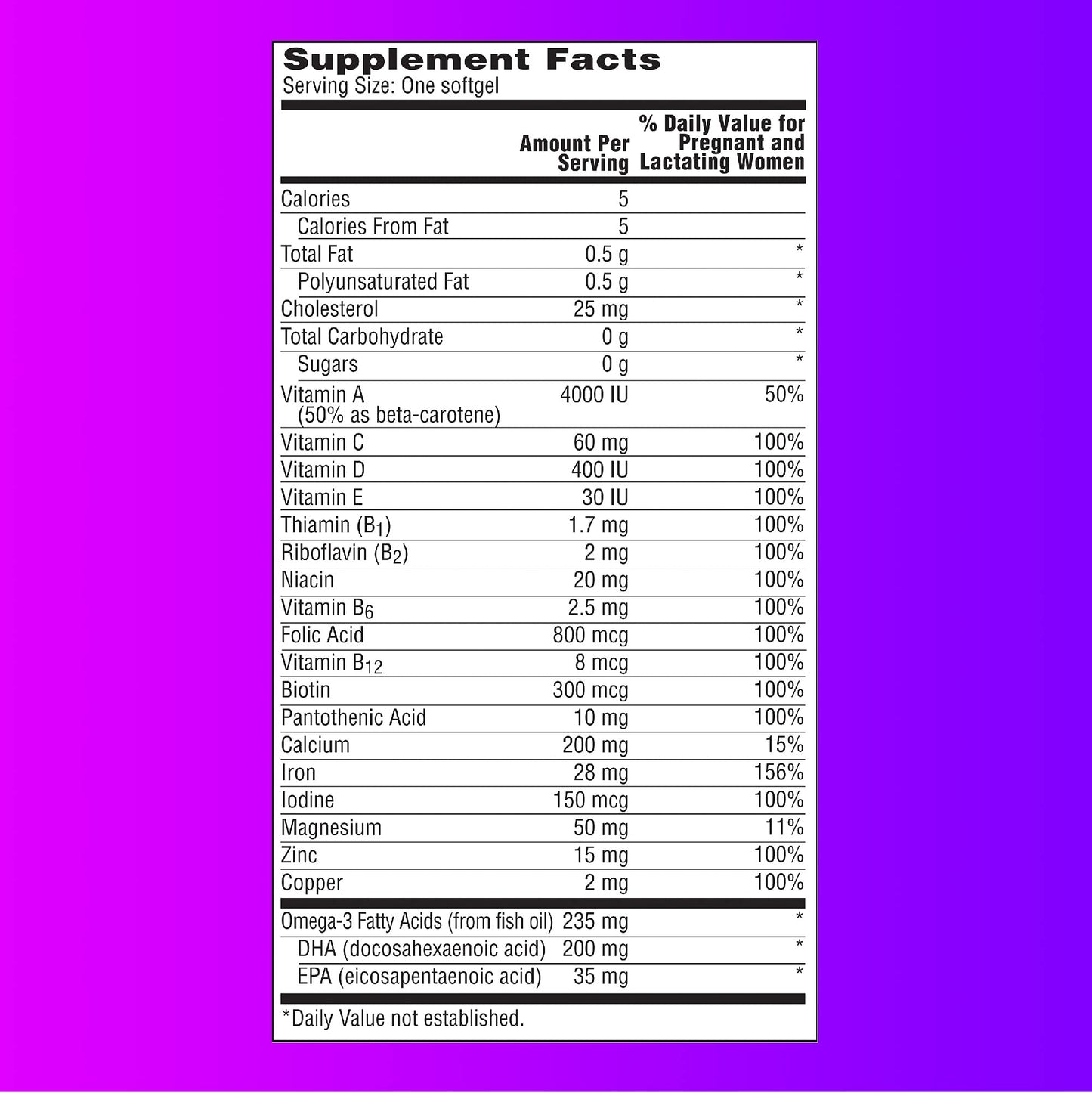 One-A-Day Prenatal 1 with DHA & Folic Acid Softgels, 30 ea (Pack of 6) ONE A DAY
