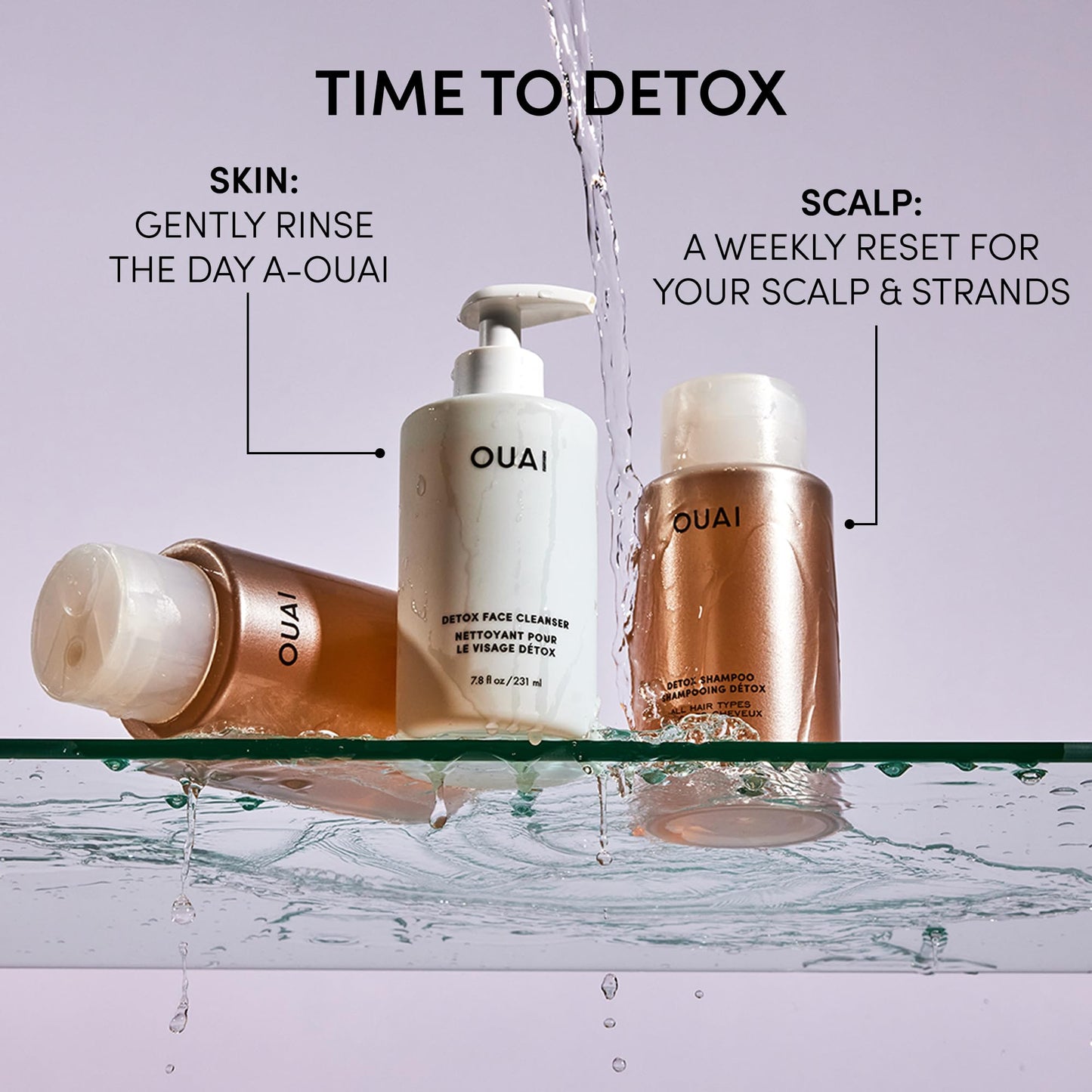 OUAI Detox Shower Routine Bundle - Gentle Detox Face Cleanser (7.8 Oz) and Clarifying Shampoo with Apple Cider Vinegar (10 Oz) - Removes Dirt, Oil, Product, Makeup, and Sunscreen - 2-Piece Bundle OUAIBuy Supplements Australia