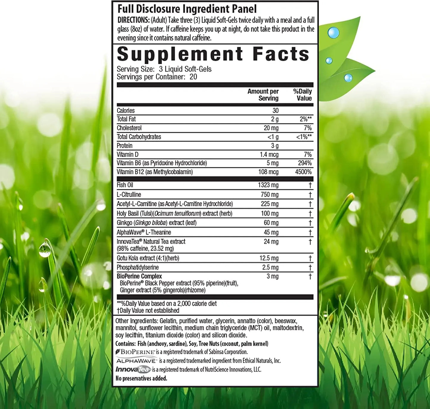 Irwin Naturals Brain Awake Max3 + Nitric Oxide Booster 60 Count with Pill Case Irwin Naturals