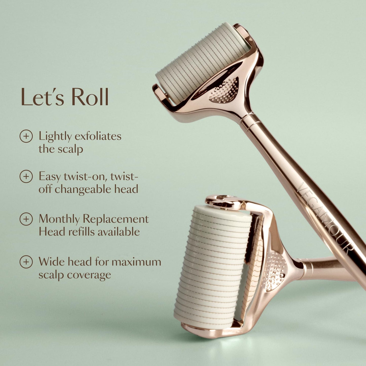VEGAMOUR GRO+ Advanced Dermaroller Replacement Head | 1,200 Microneedle 0.25mm Scalp Tool | Gently Exfoliates the Scalp | (No Handle, Replacement Head Only) VEGAMOURBuy Supplements Australia