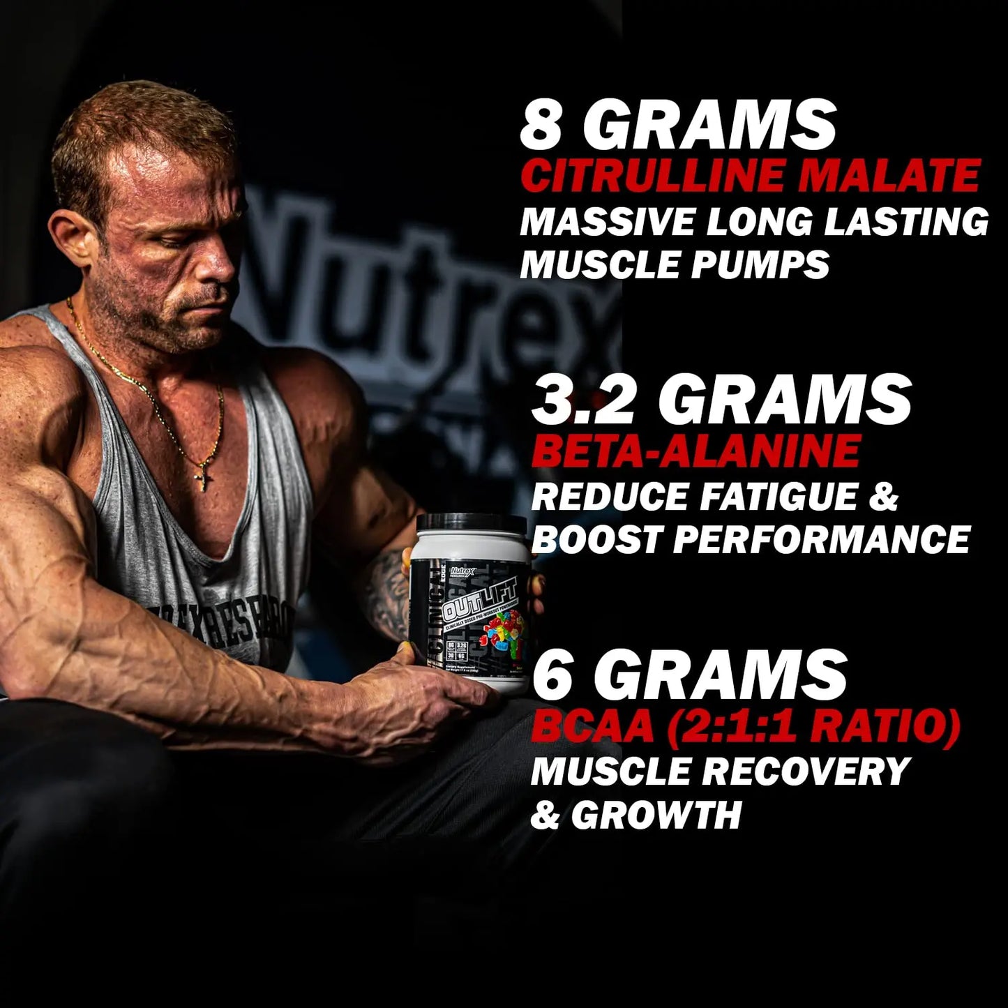 Nutrex Outlift Clinically Dosed Pre Workout Powder with Creatine, 8G Citrulline, BCAA Nutrex Research