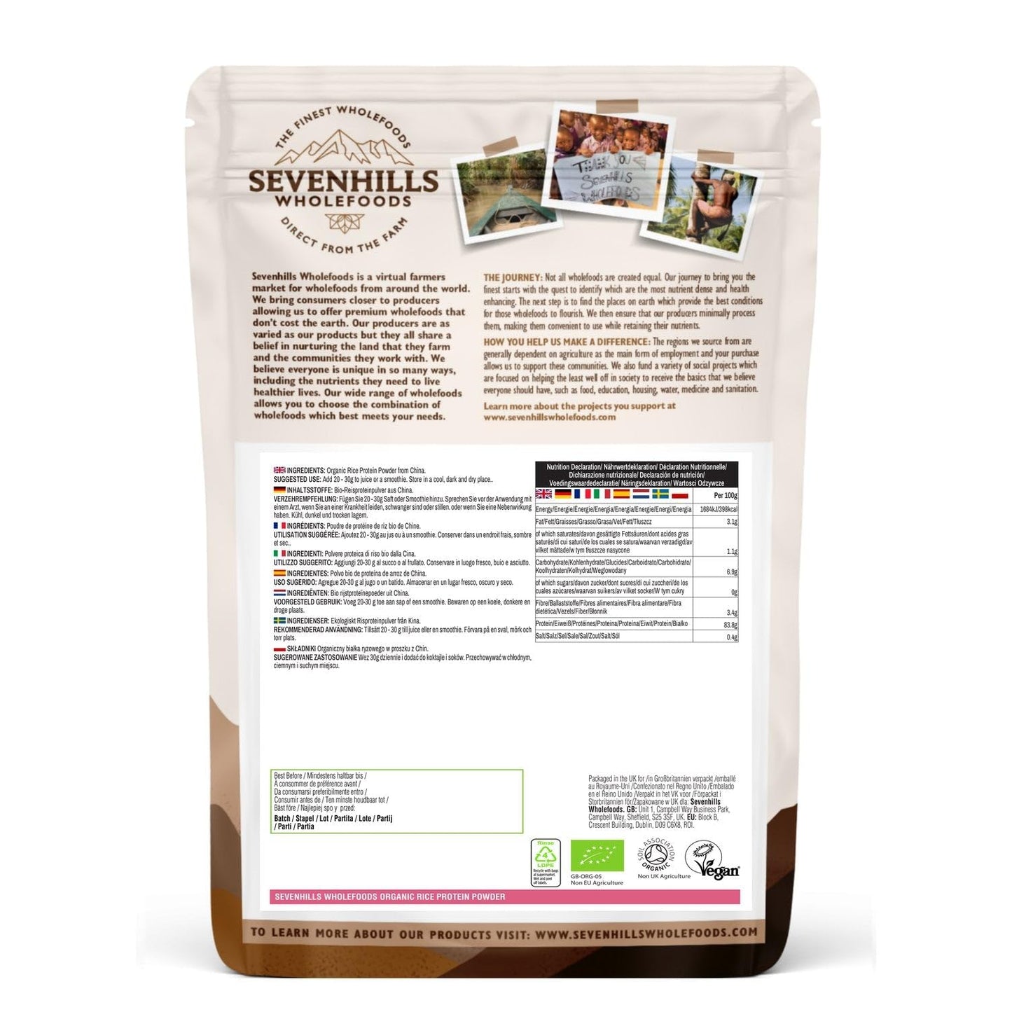 Sevenhills Wholefoods Organic Rice Protein Powder 500g Sevenhills Wholefoods