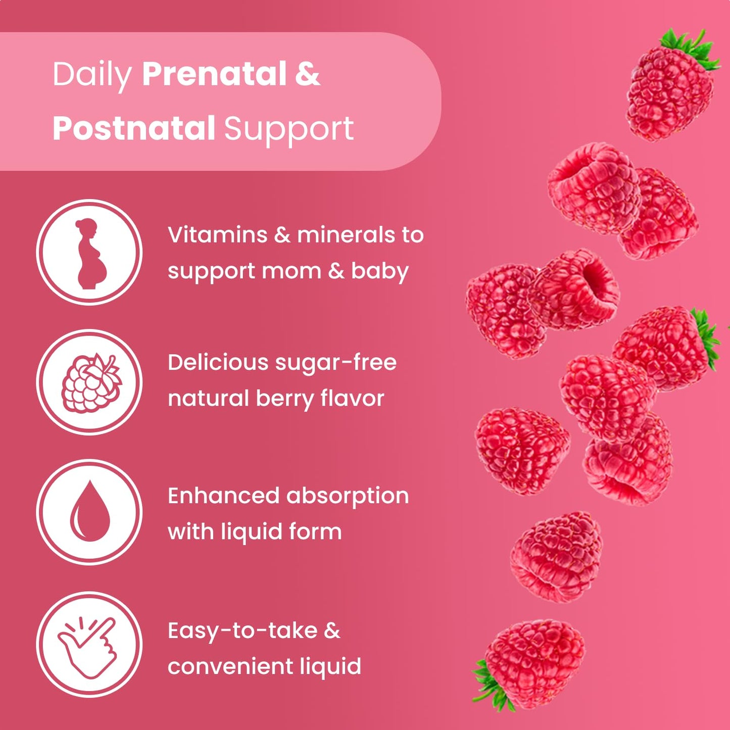 Prenatal & Postnatal Multivitamin for Women | Sugar Free Liquid Prenatal Vitamins for Women Mother's Promise