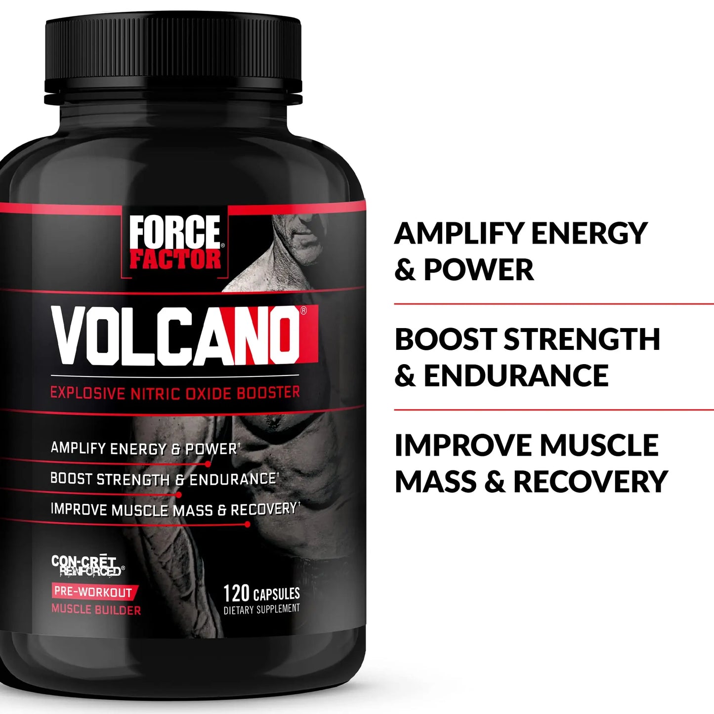 Force Factor Volcano Pre Workout Nitric Oxide Booster Supplement for Men with Creatine Force Factor