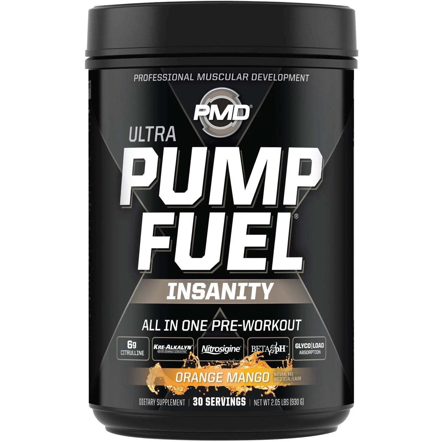 PMD Sports Ultra Pump Fuel Insanity - Pre Workout - Tropical Orange Mango (30 Servings) PMD