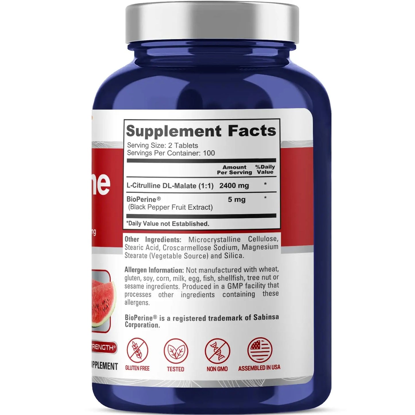 NusaPure L-Citrulline 2,400mg 200 Vegetarian Tablets (Non-GMO, Gluten Free) NusaPure