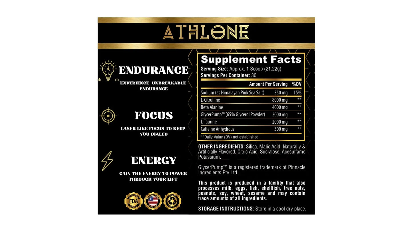 Athlone Pre-Workout Powder Cotton Candy Performance Blend- Supplement - Energy Athlone