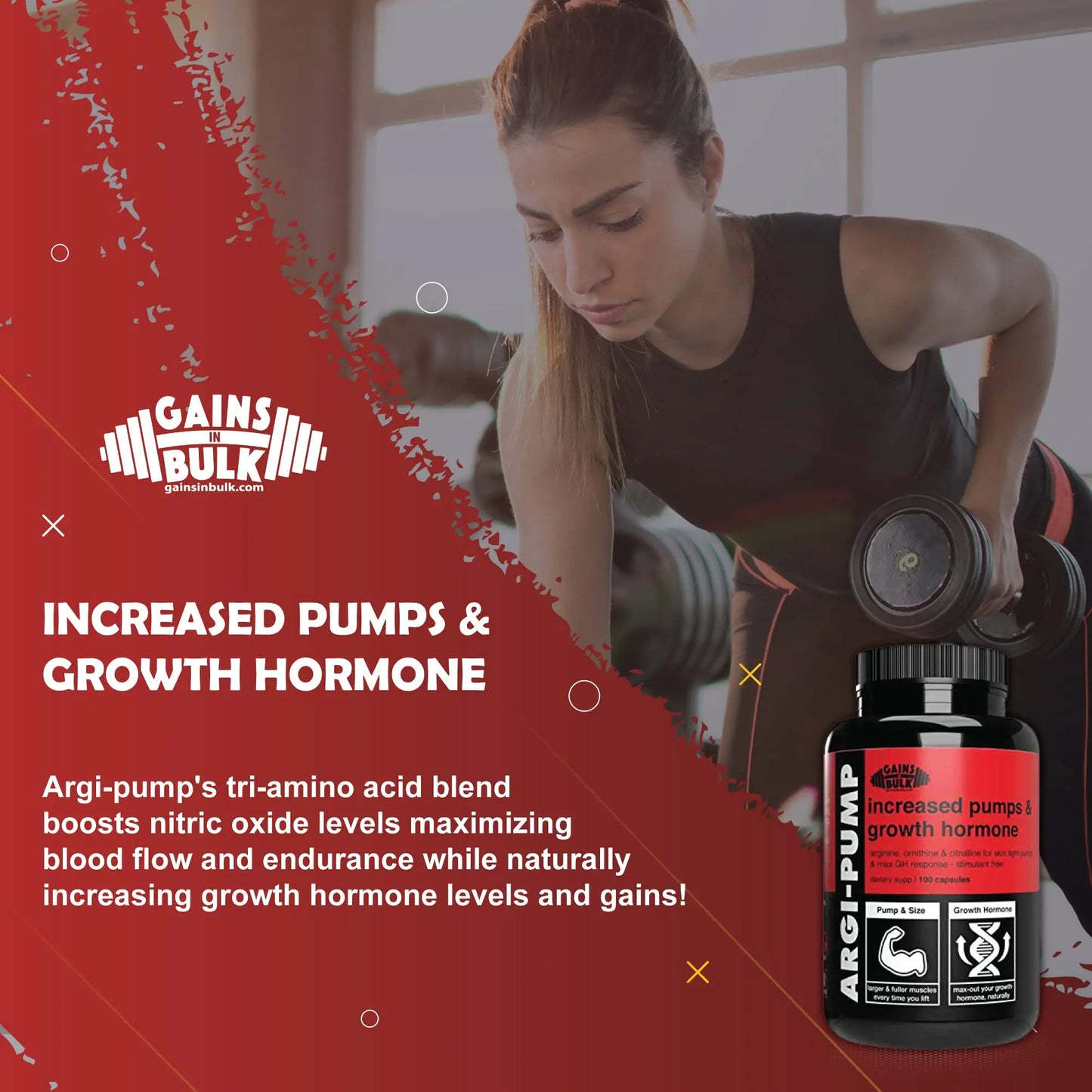 Gains in Bulk, Argi Pump, L-Arginine Nitric Oxide Booster with L-Citrulline and L-Ornithine GAINS IN BULK GAINSINBULK.COM