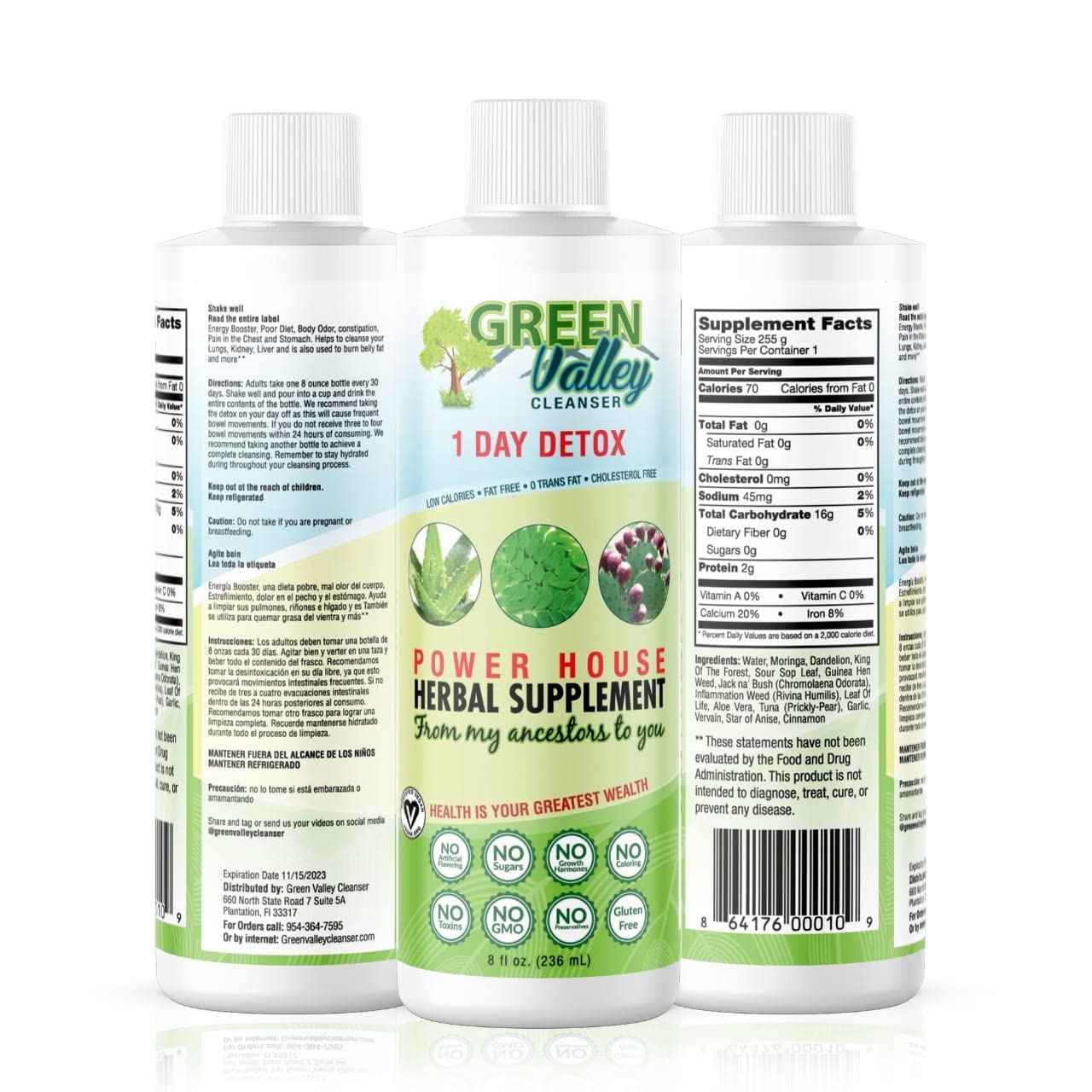 1 Day Colon Liquid Cleanse Formula and Liver Detox - Vegan Friendly, Helps Healthy Digestion Green Valley Cleanser