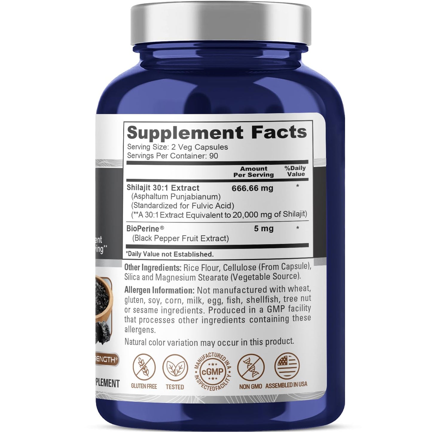 NusaPure Shilajit 20,000mg per Serving, 180 Veggie Caps, Non-GMO, Gluten Free, Bioperine NusaPureBuy Supplements Australia