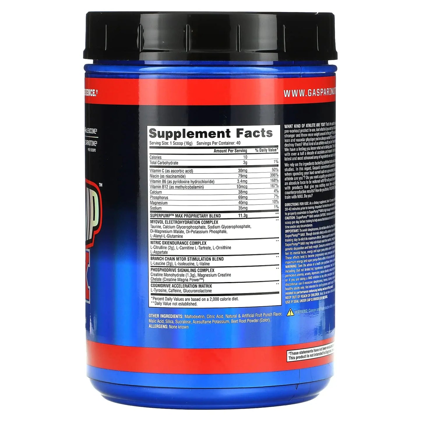 Gaspari Nutrition - SuperPump MAX - The Ultimate Pre Workout Powder, Sustained Energy Gaspari Nutrition