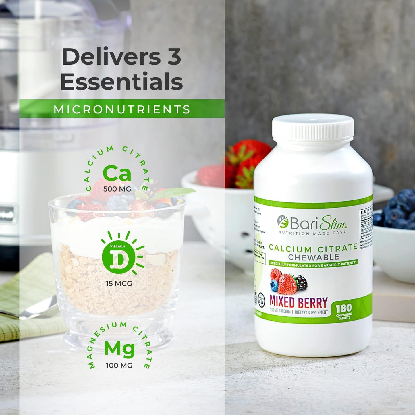 BariSlim Bariatric Calcium Citrate & Complete Chewable Bariatric Multivitamin - Bariatric Vitamin and Supplement for Post Bariatric Surgery Including Gastric Bypass and Gastric Sleeve BariSlim buy supplements Au