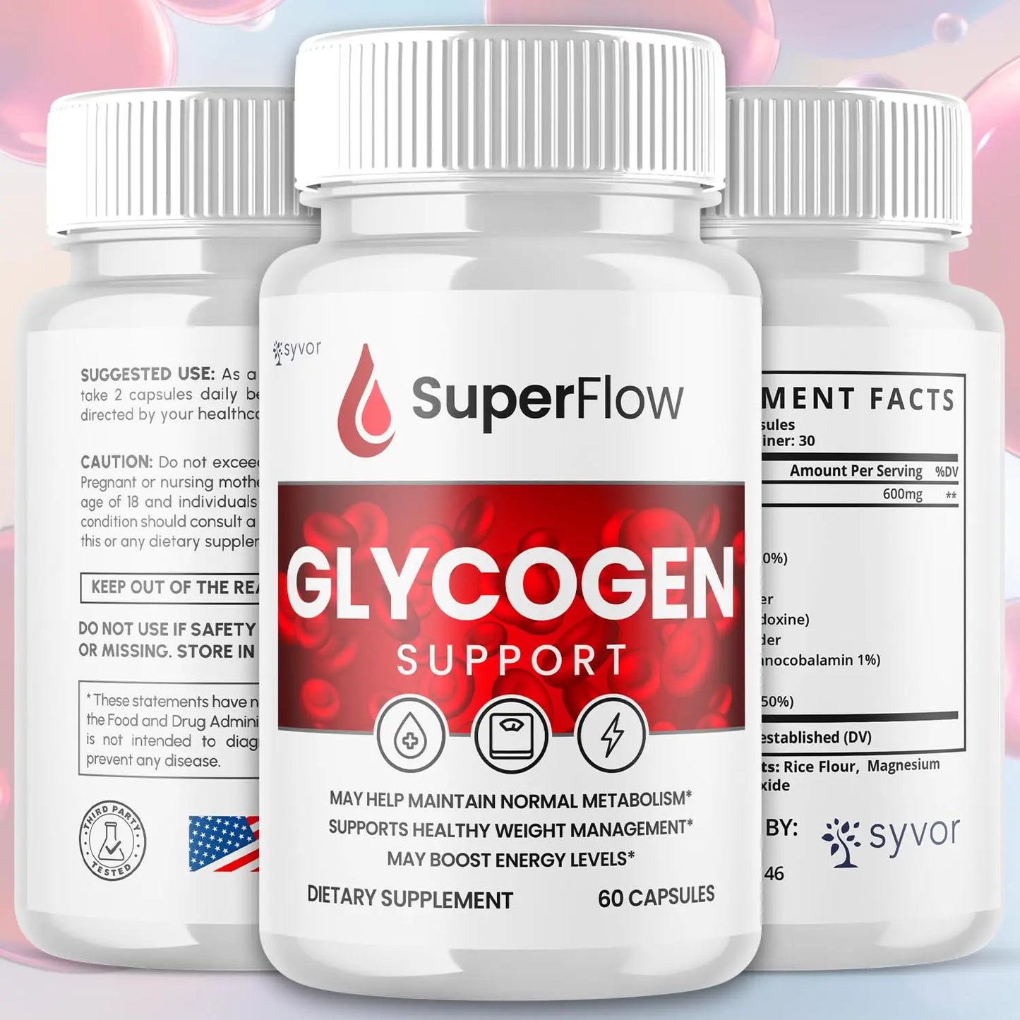 Super Flow Glycogen Support, Official SuperFlow Advanced Formula Glyco Optimizer Capsules, All Natural Super Flow Glycogen Pills, Daily Wellness Supplement to Support Healthy Balance (60 Capsules) Syvor buy supplements Au