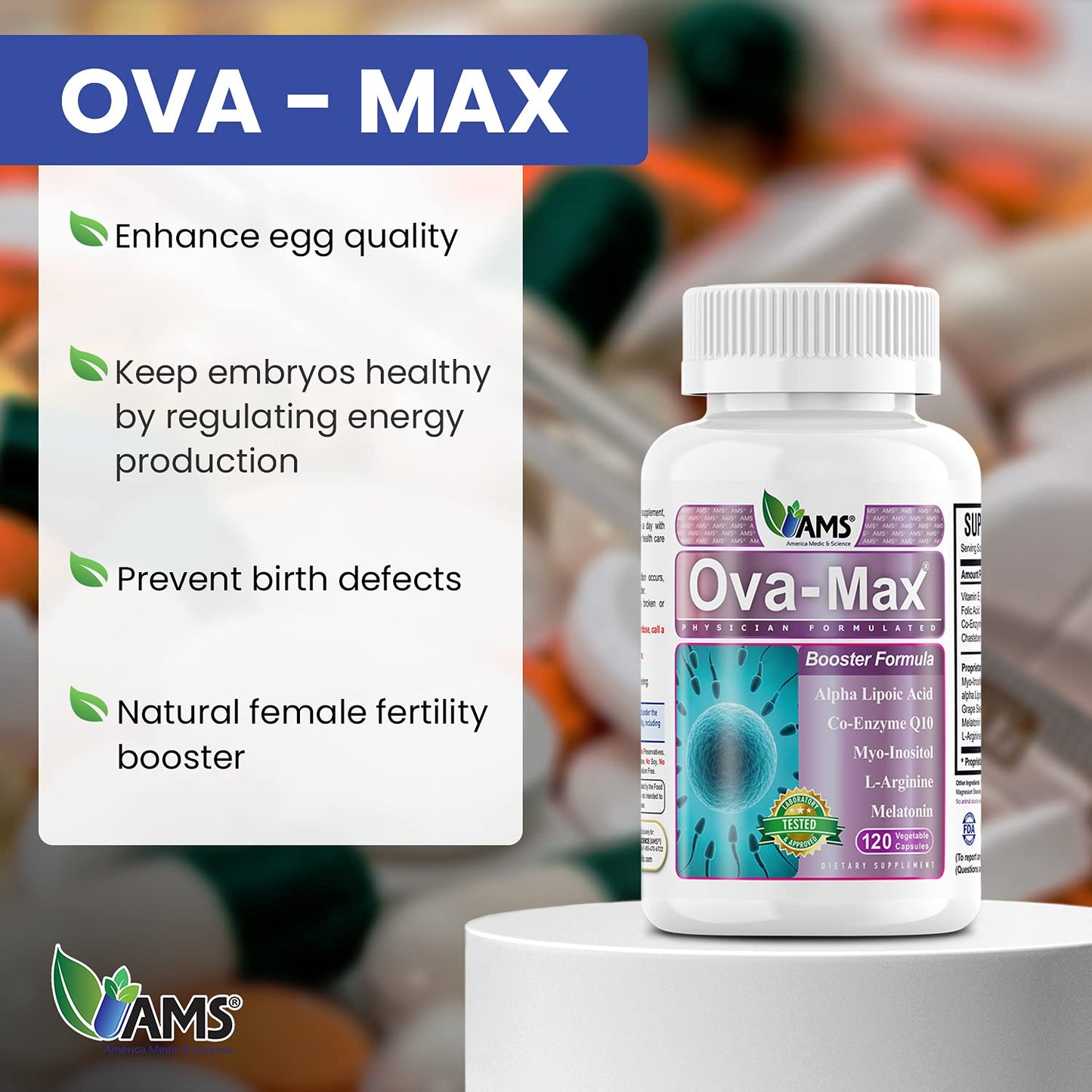 America Medic & Science OVA-Max Prenatal Vitamins for Women America Medic & Science