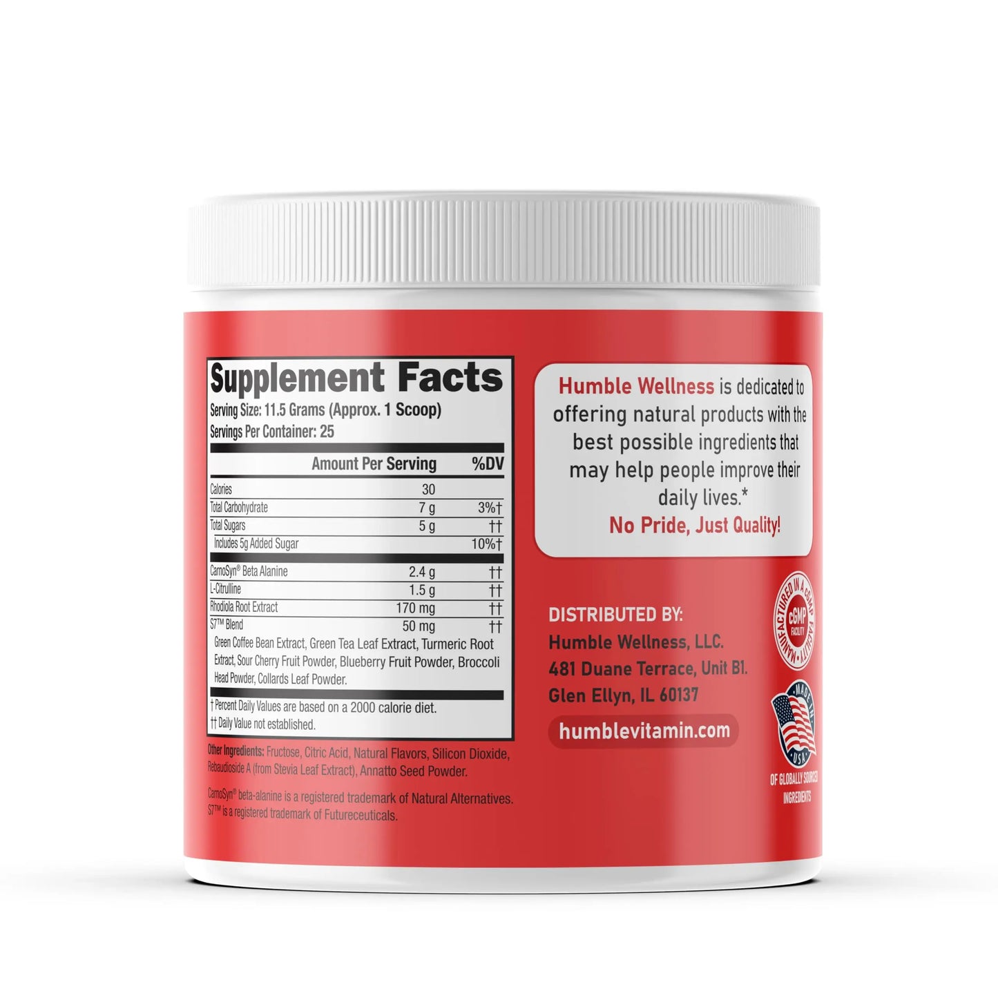 Humble Wellness Pre-Workout: Increase Focus, Decrease Mental Fatigue, Supports Nitric Humble Wellness