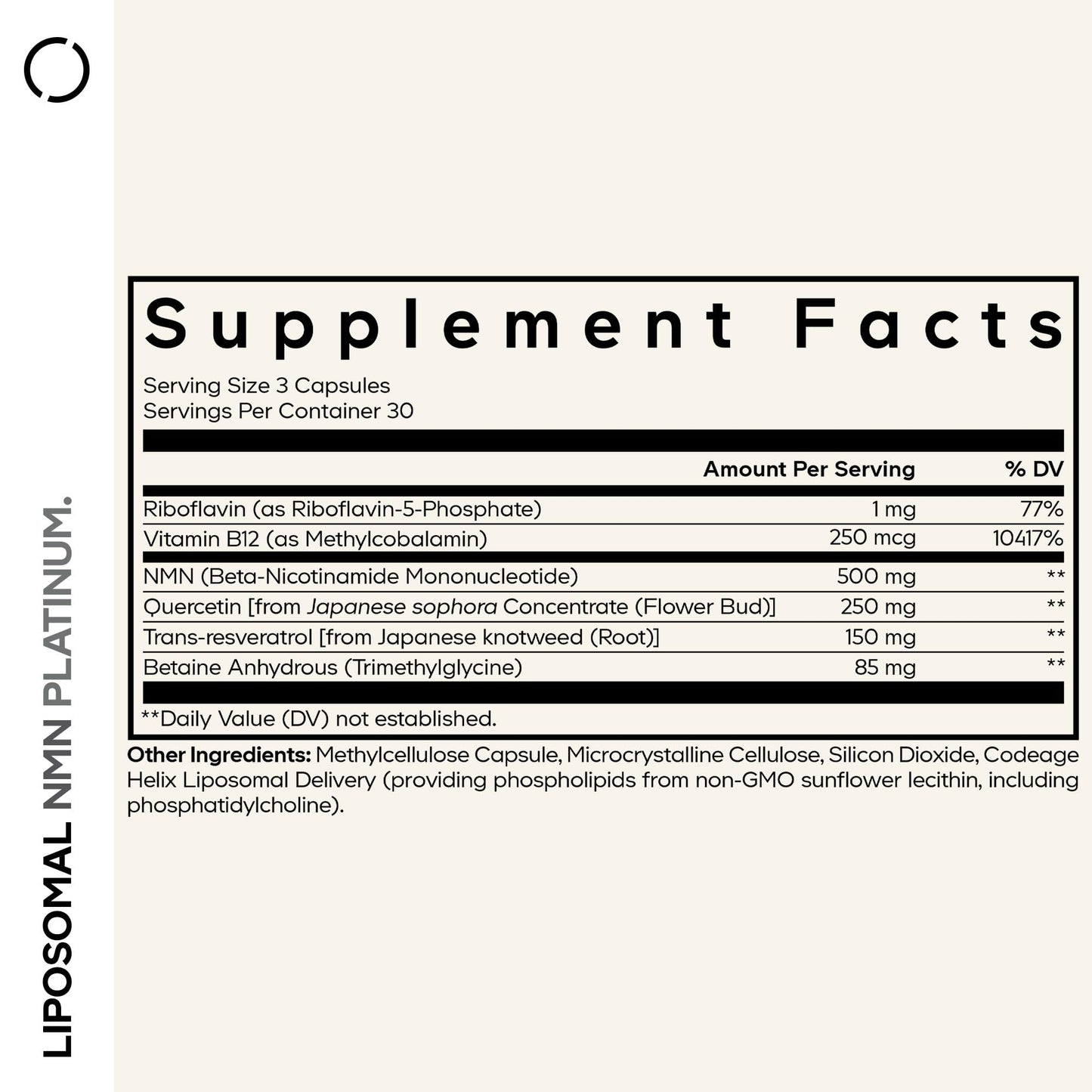 Codeage Liposomal NMN Platinum - 500 mg NMN Supplement, Nicotinamide Mononucleotide, NAD Precursor - Quercetin, Resveratrol, Betaine TMG, Vitamin B2 Riboflavin & Vitamin B12 - Non-GMO - 90 Capsules CodeageBuy Supplements Australia