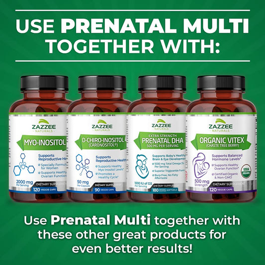 Zazzee Myo-Inositol Capsules and Extra Strength Prenatal Multi Complex Zazzee