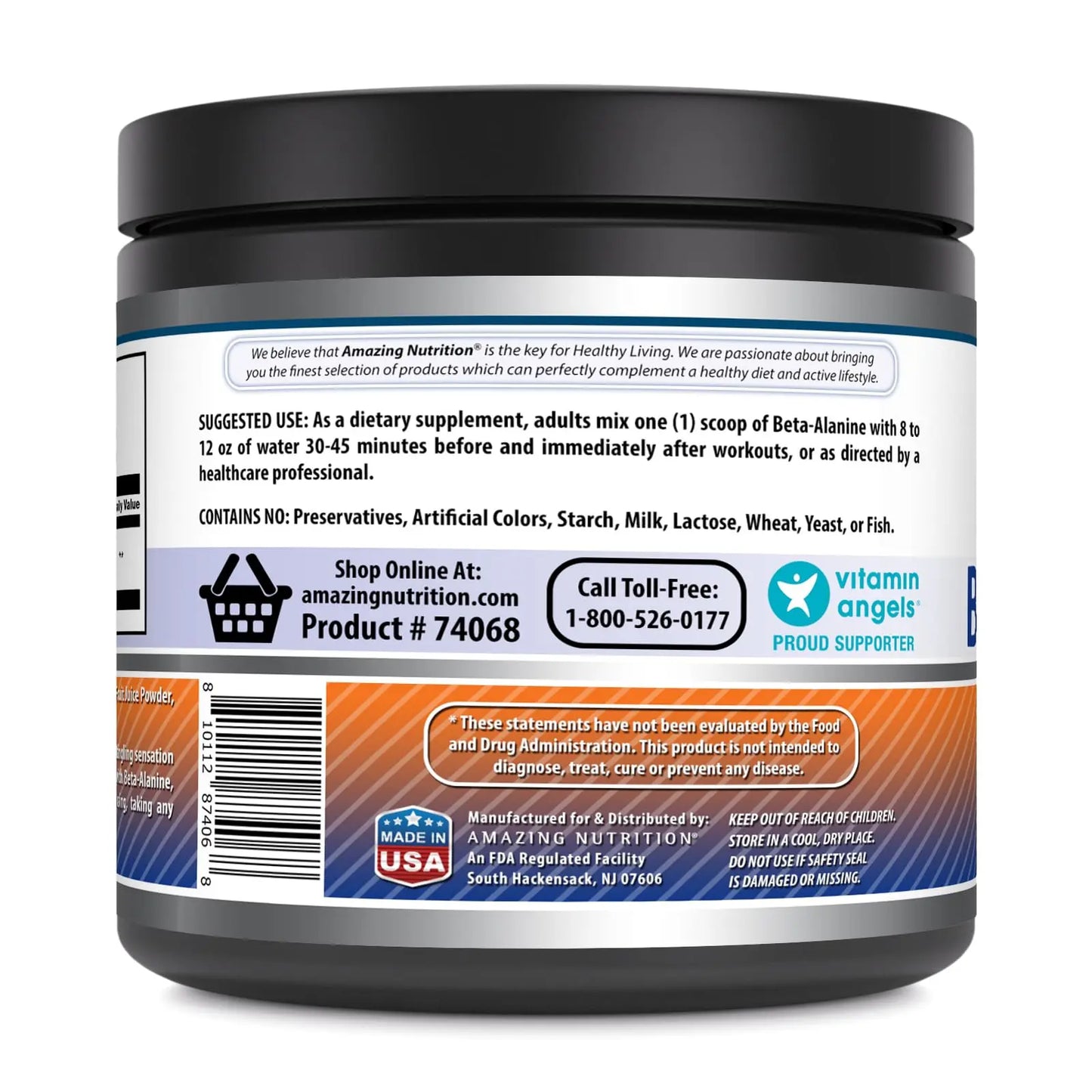 Amazing Formulas Beta Alanine 500 Grams (1.1 Lb) Powder Supplement | Wild Berry Flavor Amazing Nutrition