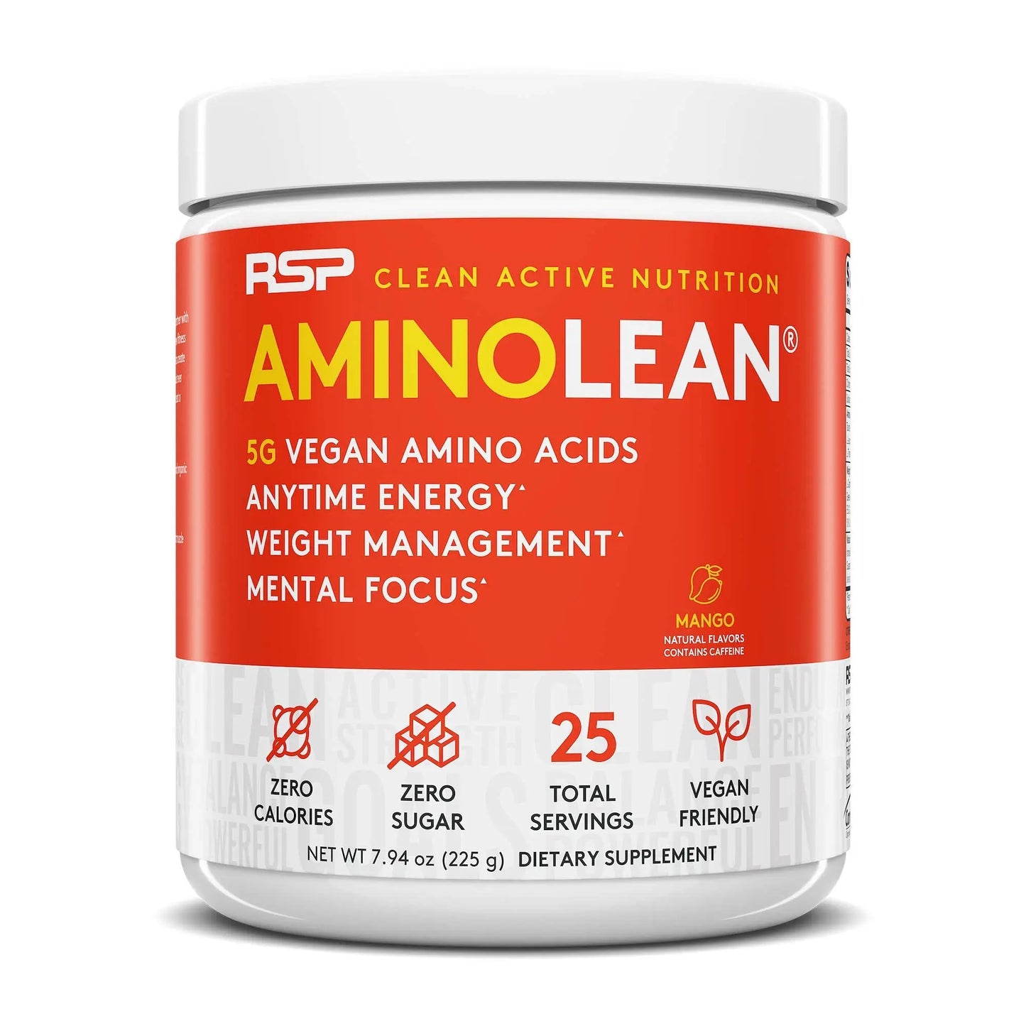 RSP NUTRITION Vegan AminoLean Pre Workout Energy (Mango 25 Servings) with AminoLean RSP NUTRITION