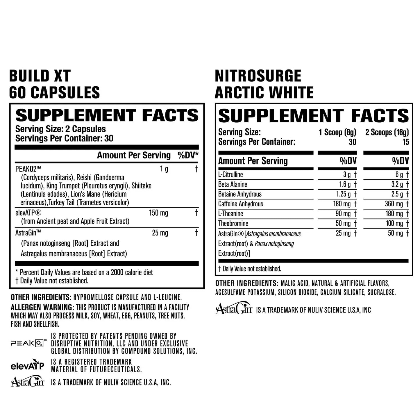 Jacked Factory Nitrosurge Pre-Workout in Arctic White & Build XT Muscle Building Bundle Jacked Factory