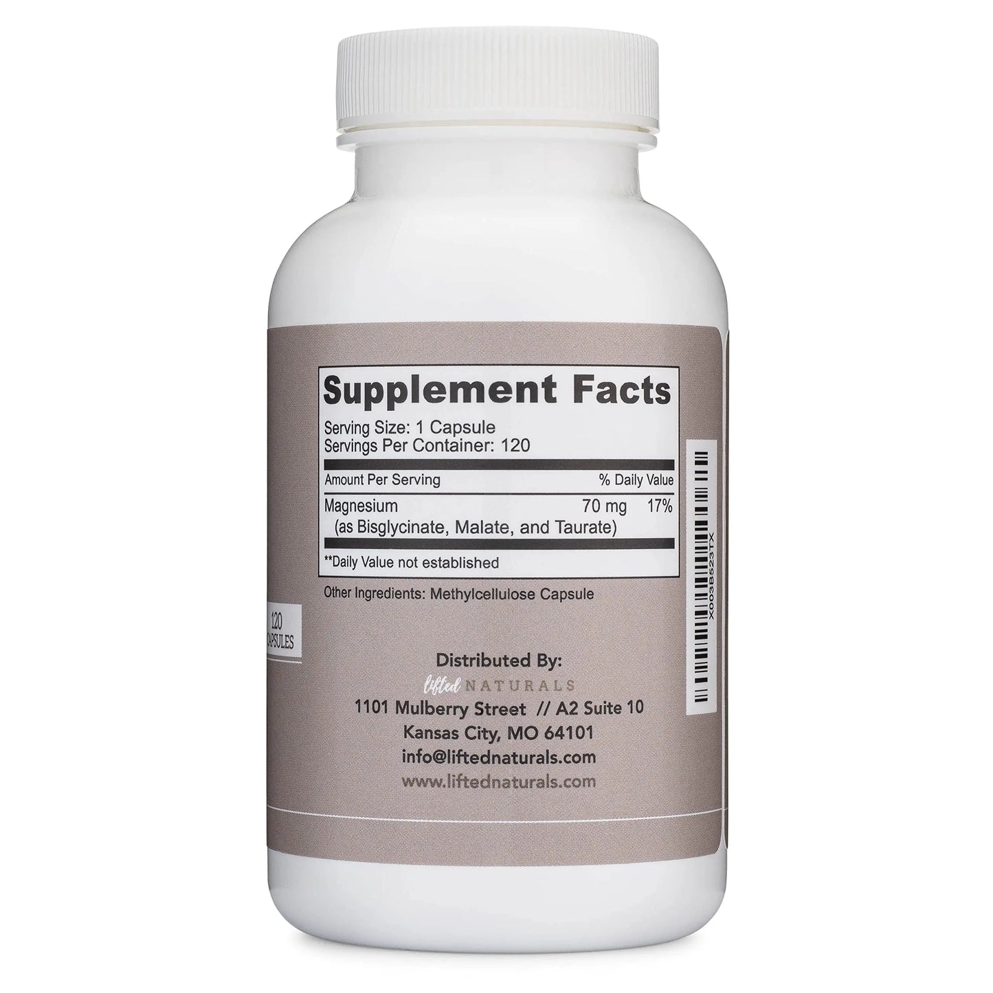 Magnesium Complex - Lifted Naturals Magnesium Supplement w/Bisglycinate, Malate, Taurate - 120 Capsules - Bioavailable Magnesium Formula for Mood, Sleep, Energy Support* Lifted Naturals buy supplements Au