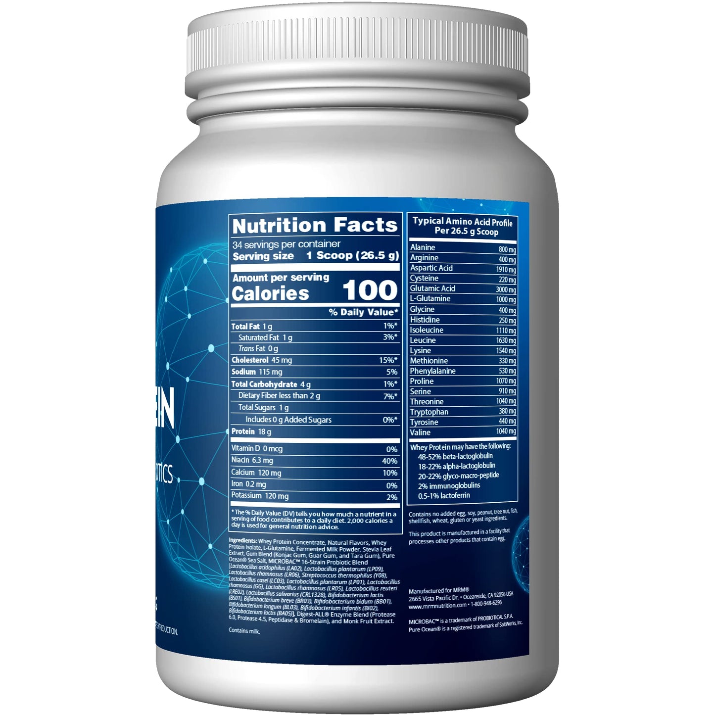 MRM Nutrition Whey Protein | Vanilla Flavored |18g Protein | with 2 Billion probiotics MRMBuy Supplements Australia