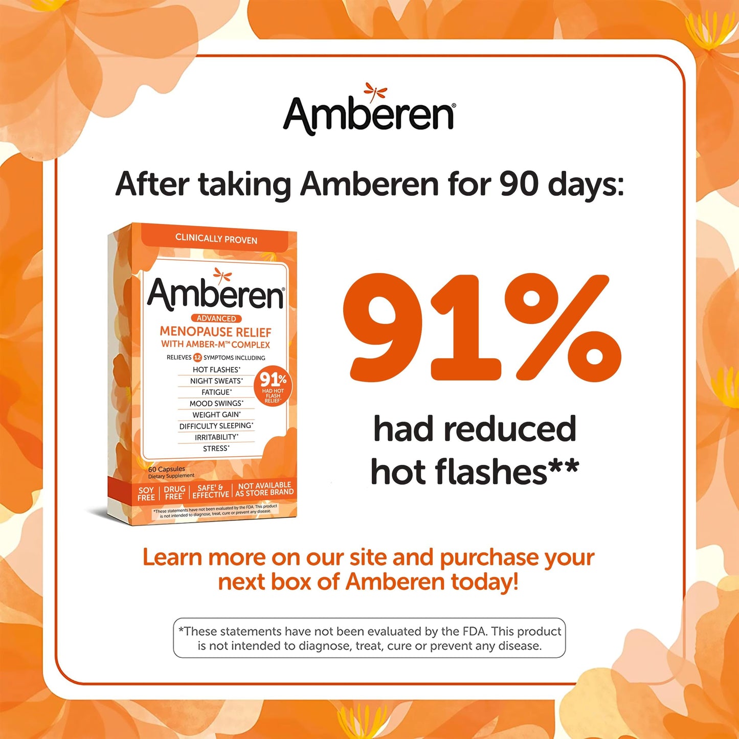 Amberen: Safe Multi-Symptom Menopause Relief. Clinically Shown to Relieve 12 Menopause Symptoms Amberen