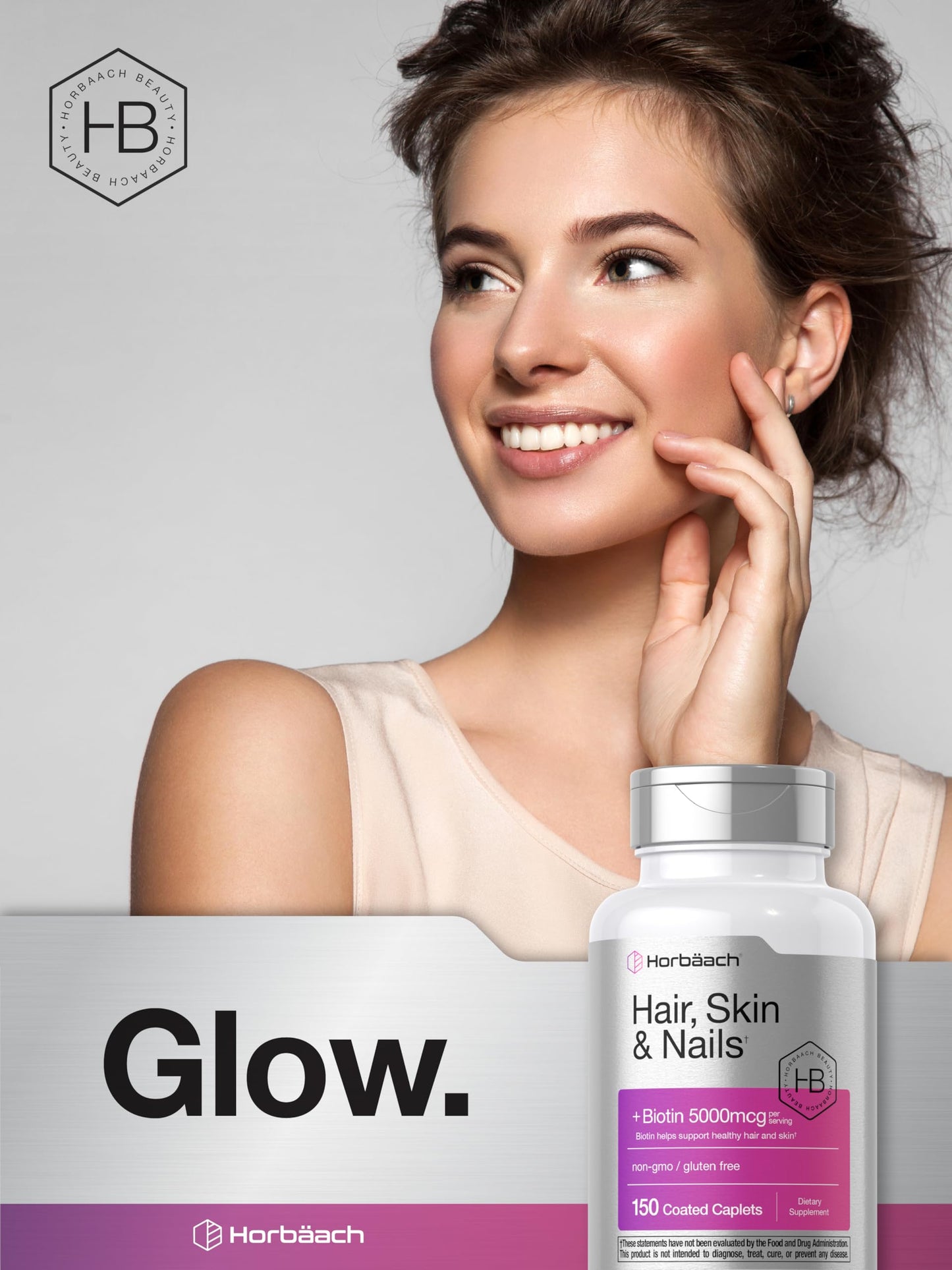 Horbäach Hair Skin and Nails Vitamins | 150 Caplets | with Biotin and Collagen | Supplement for Women and Men | Non-GMO, Gluten Free Horbäach buy supplements Au