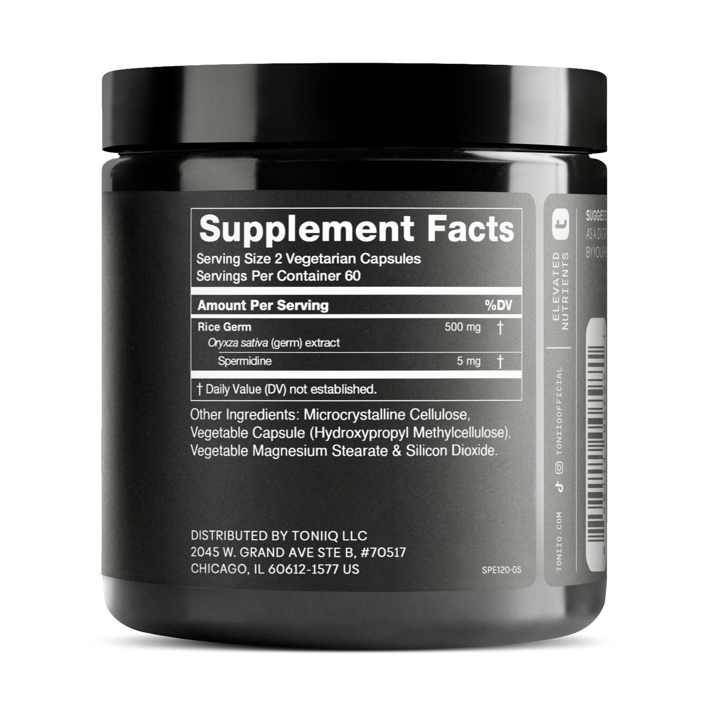 Toniiq Ultra Concentrated 500mg Spermidine Supplements for Men and Women - Non-Synthetic Spermidine Standardized to No Less Than 1% - 5mg per Serving Rice Germ Extract Toniiq buy supplements Au