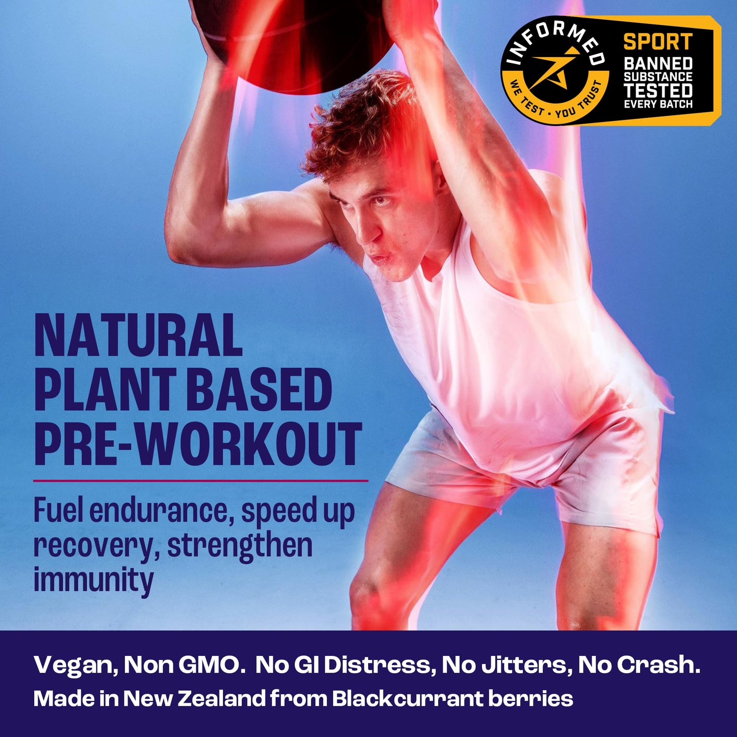 2before Blackcurrant I All Natural Vegan Pre Workout, with 120mg Caffeine I Clean Energy, Endurance, Recovery I Pre Workout Women and Men I 10 x Individual Packets I Informed Sports Certified