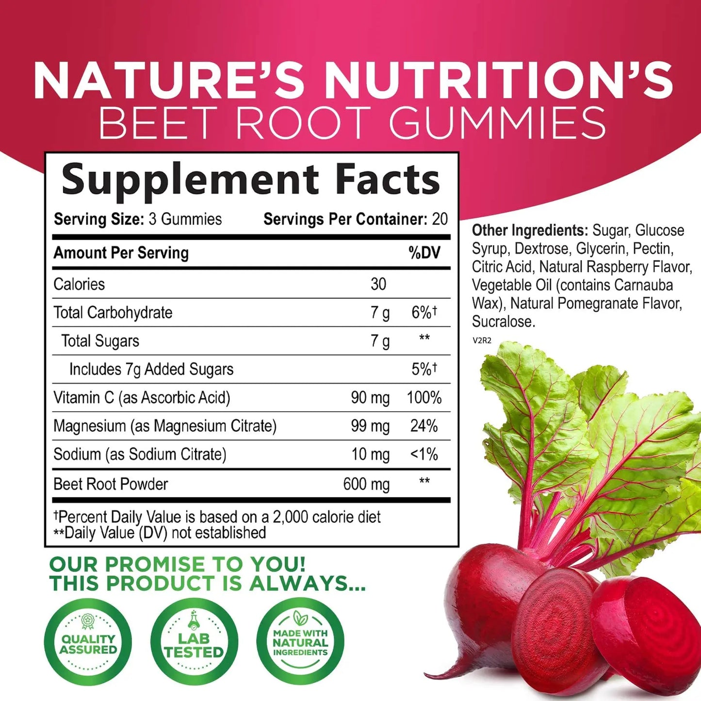 Nature's Nutrition Beet Gummies with Beetroot - Energy & Heart Health Support Nature's Nutrition