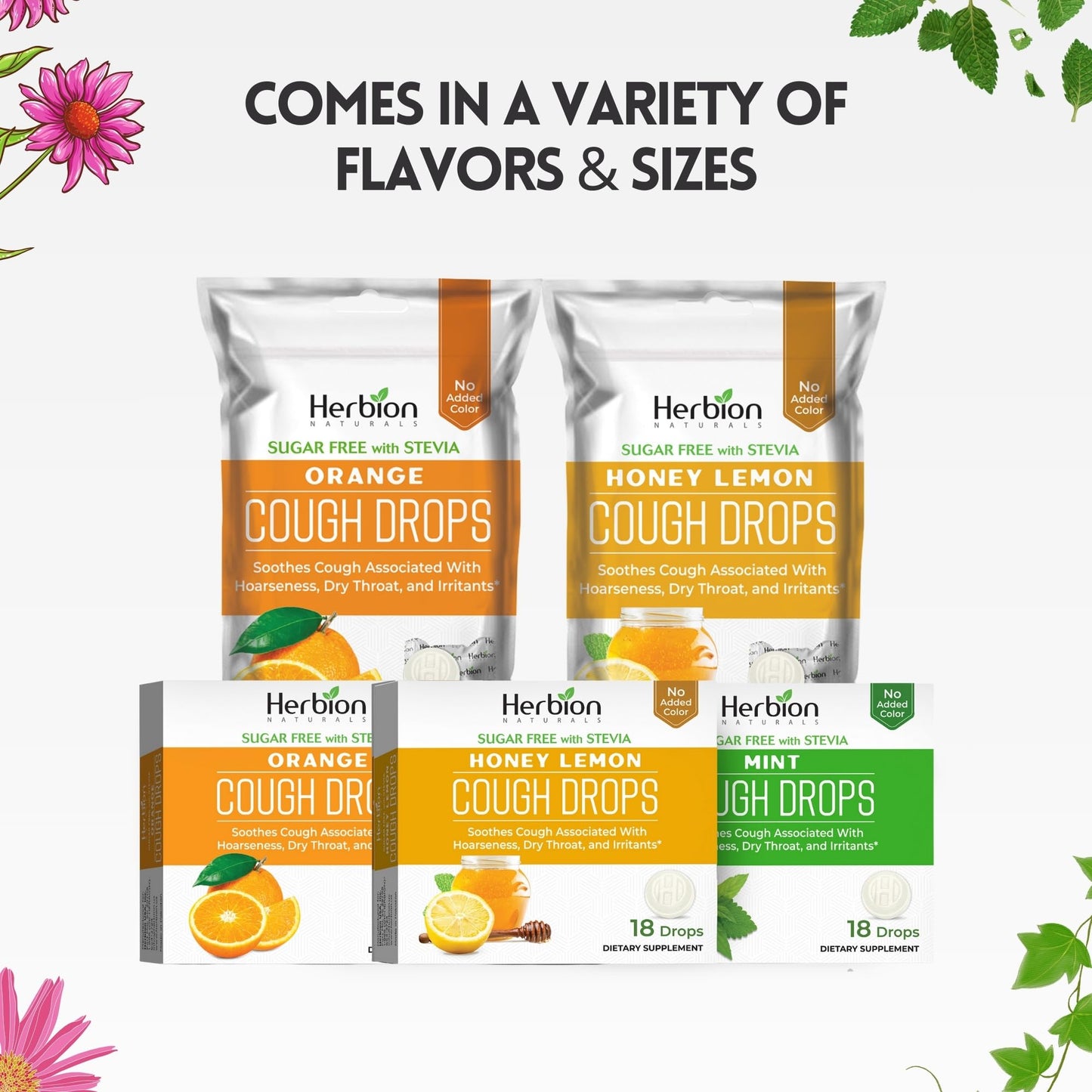 HERBION Naturals Cough Drops with Orange Flavor, Sugar-Free with Stevia, Soothes Cough, for Adults and Children Over 6 Years – Pack of 5(125 Lozenges) HERBION buy supplements Au
