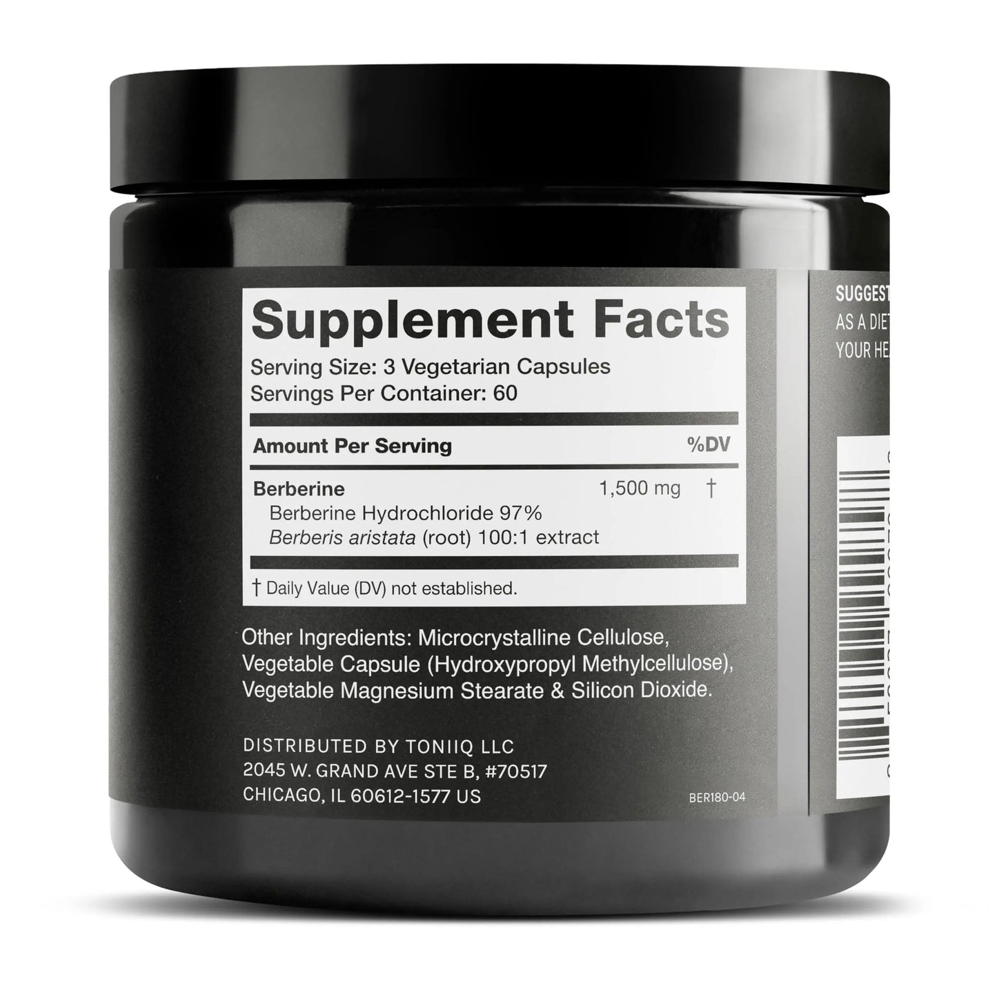 Toniiq Ultra High Strength Berberine HCl from The Himalayas - 100:1 Concentrated Extract - Lab-Tested 97% Berberine HCl - 180 Vegetarian Capsules, 1500 mg per Serving Toniiq buy supplements Au