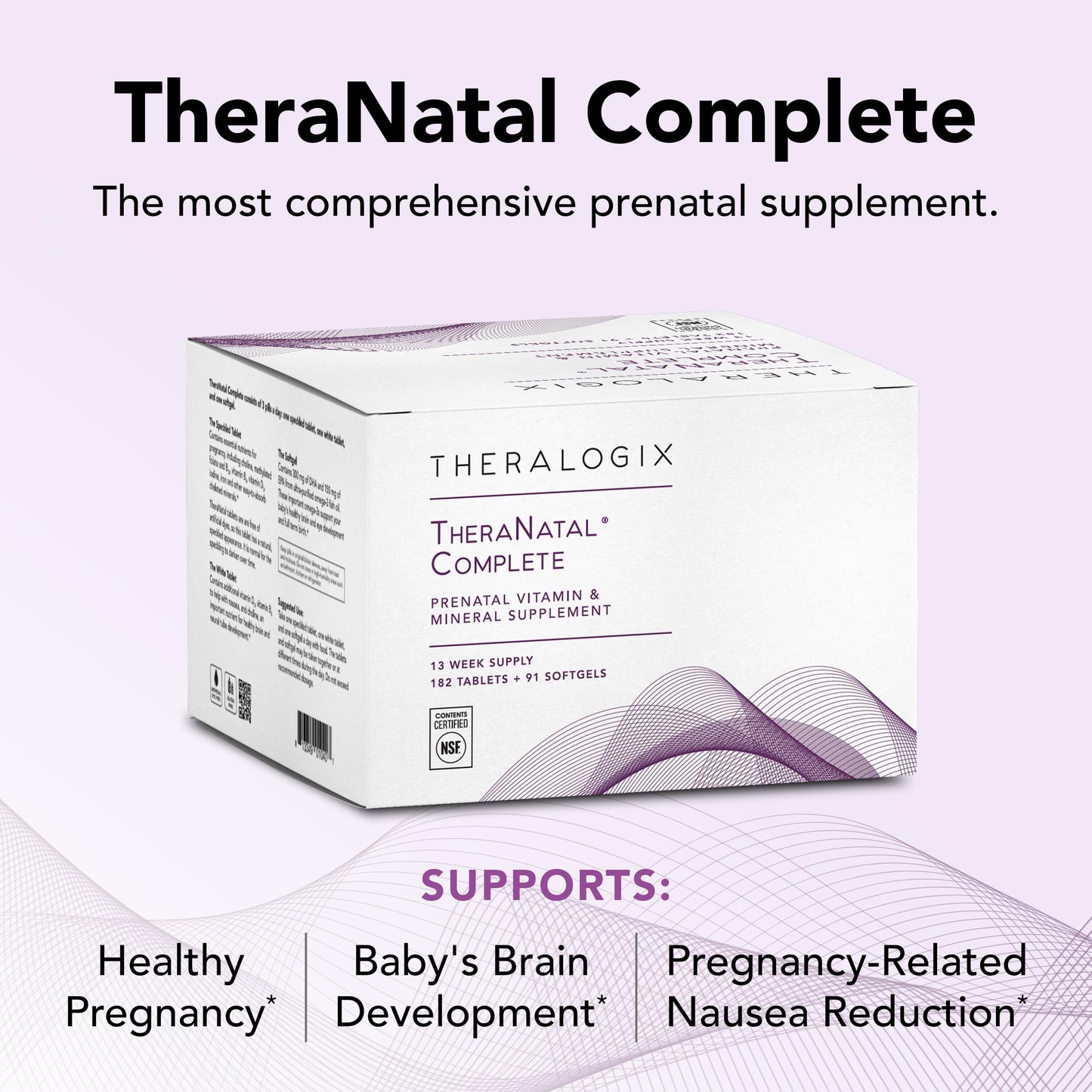 Theralogix TheraNatal Complete Prenatal Vitamin Supplement - 91-Day Supply - with DHA Theralogix