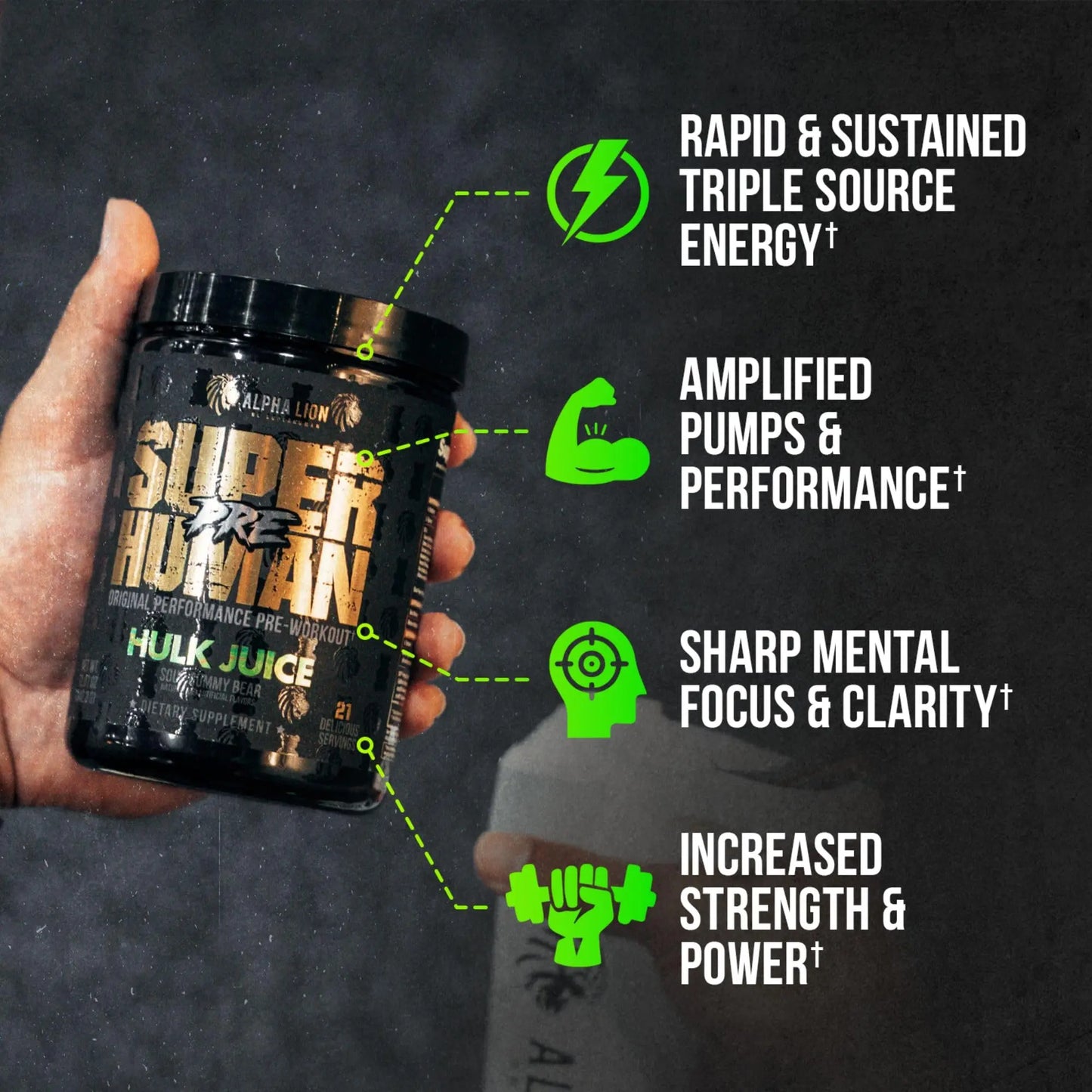 ALPHA LION Superhuman Pre Workout Powder & Post Workout Recovery Bundle, Sustained Energy & Focus + Lean Muscle Growth, Strength & Volume (Hulk Juice & Muscle Marg ALPHA LION