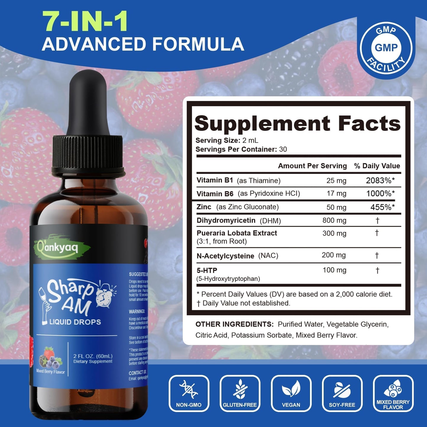 Q'ankyaq DHM Hangover Recovery Liquid Drops with Kudzu Root, NAC, 5-HTP, B Vitamins, and Zinc - Sugar Free and Vegan - 2 fl oz Q'ankyaq buy supplements Au
