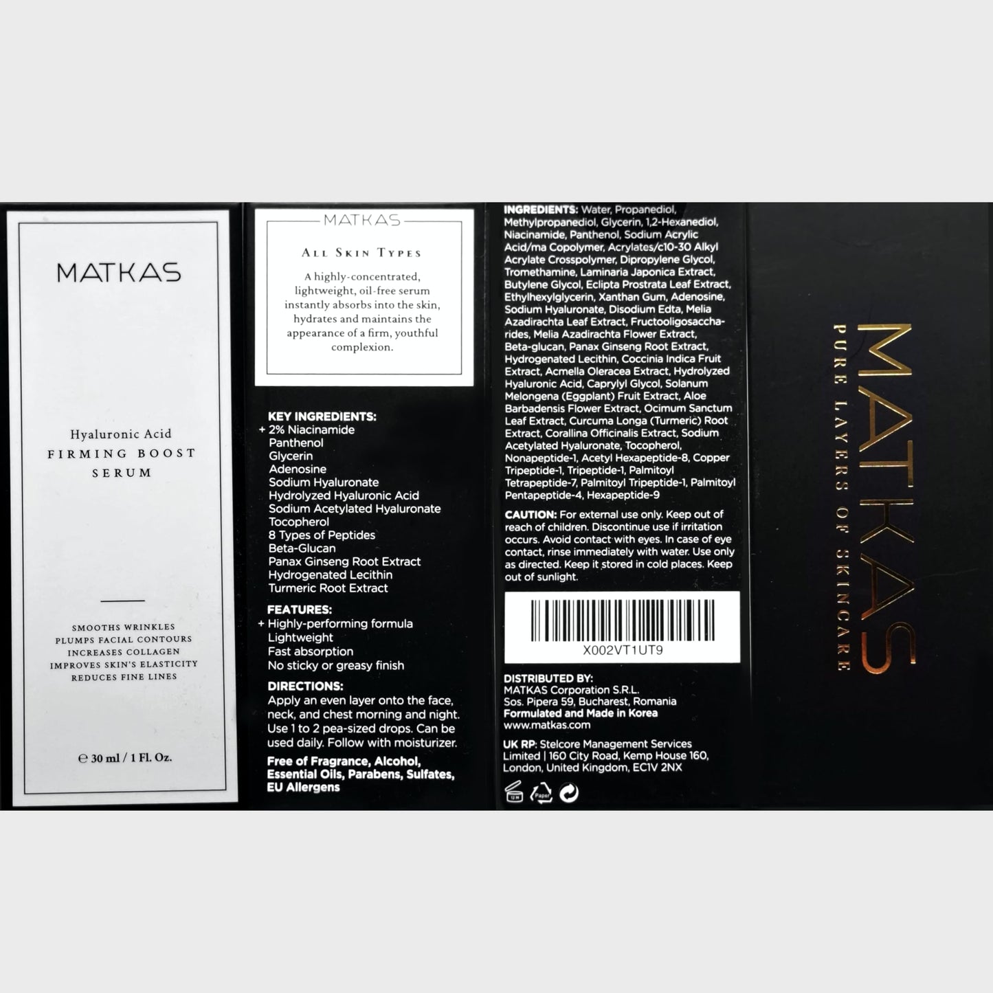 MATKAS Korean Firming Boost Hydrating Hyaluronic Acid Serum 1 Fl. Oz. - Hyaluronic Acid + 2% Niacinamide Serum for Dry Skin, Anti Aging Korean Peptides Moisturizer for Face, Deep Facial Skin Hydration MATKAS buy supplements Au