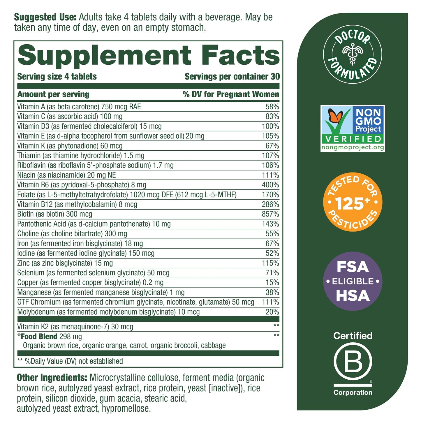 MegaFood Baby & Me 2 Prenatal Vitamin & Minerals - Vitamins for Women - with Folate MegaFood