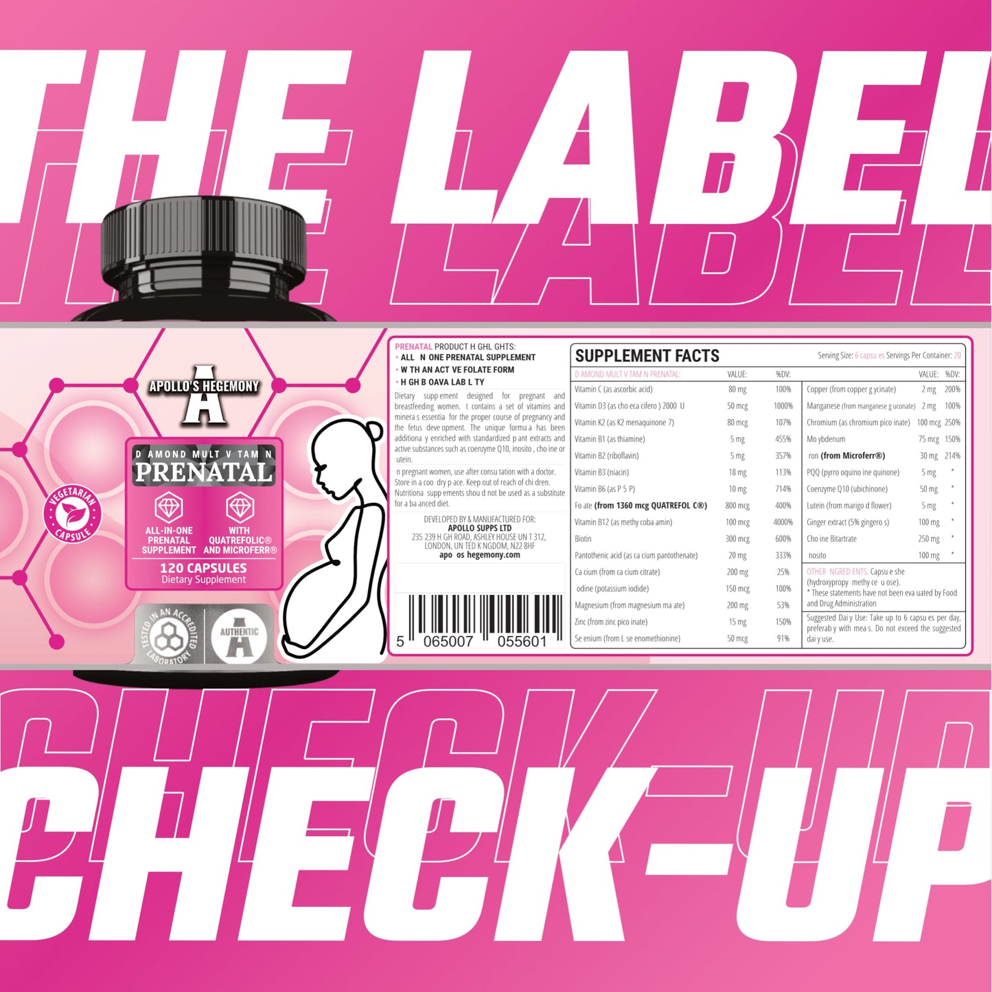 APOLLO'S HEGEMONY Diamond Prenatal Multivitamin with Ginger, CoQ10, Myo-Inositol, Quatrefolic® APOLLO'S HEGEMONY