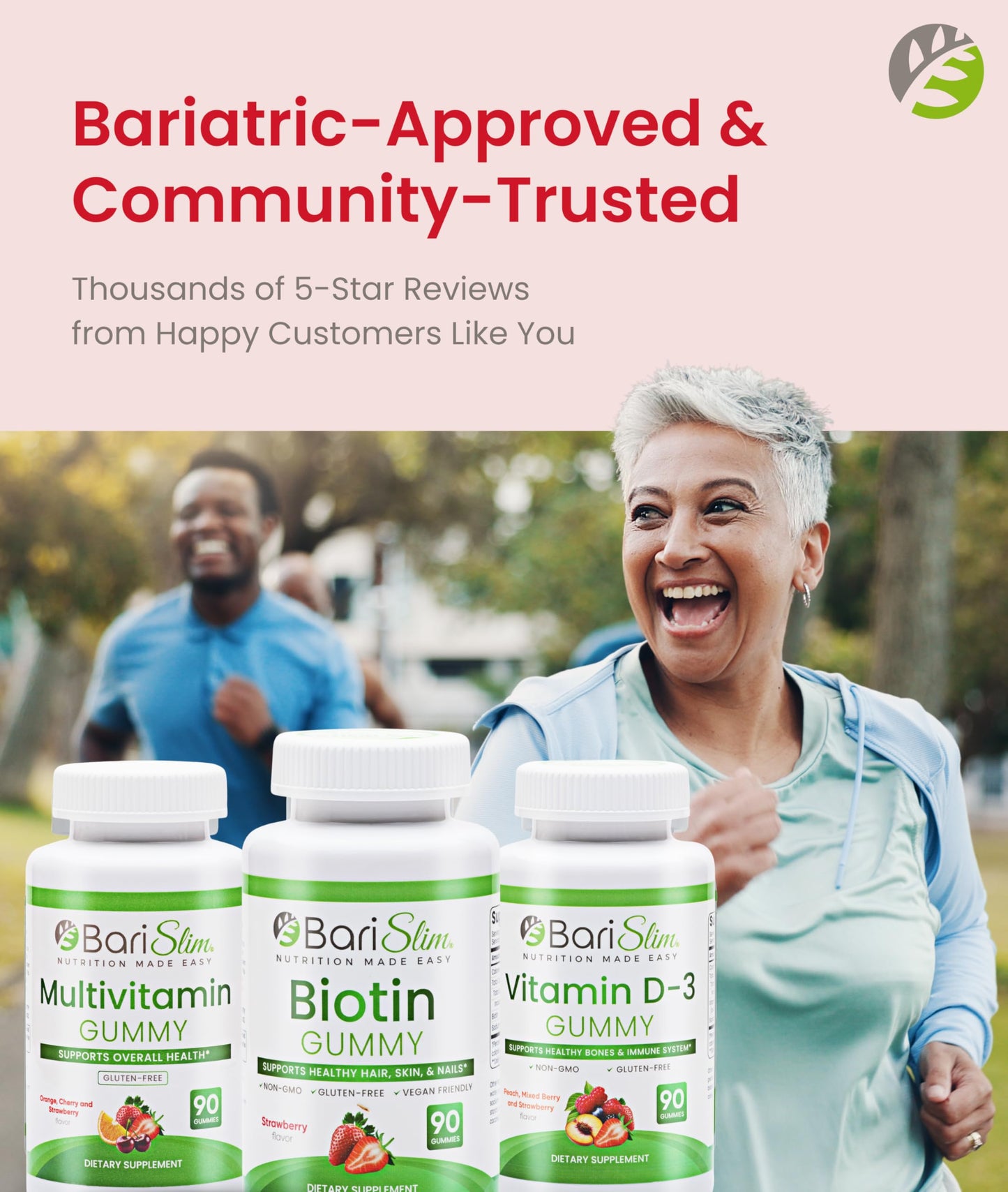 BariSlim Bariatric Multivitamin Gummies - Specially Formulated Gummy Vitamin for Patients After Weight Loss Surgery - Easy to Digest & Great Tasting Fruit Flavors | Pack of 3 | 90 Fruit Chews BariSlim buy supplements Au