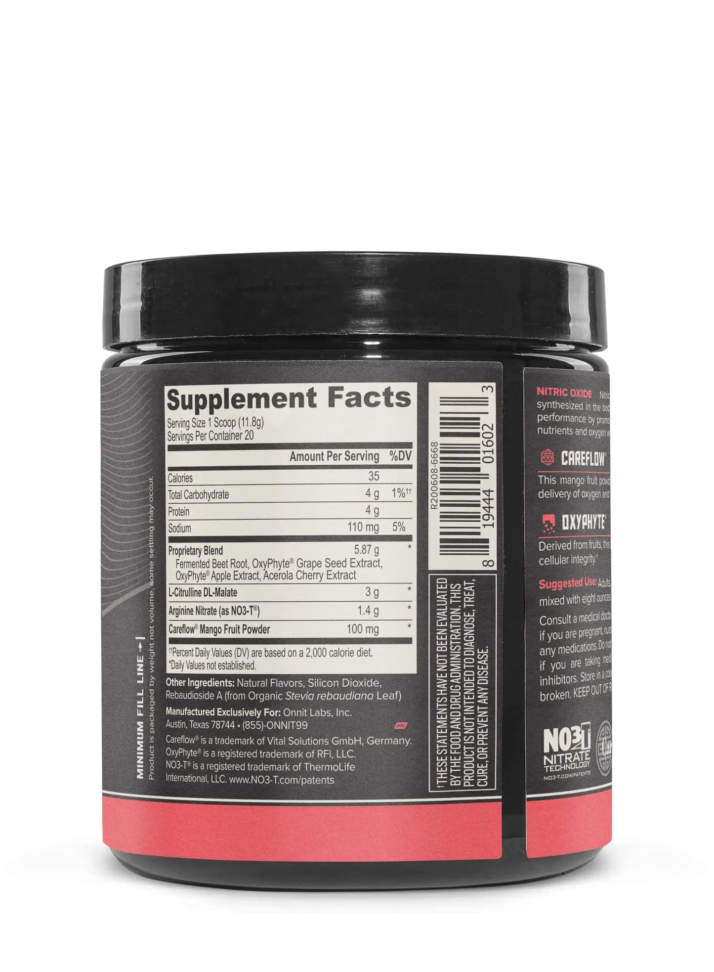 ONNIT Total Nitric Oxide - Caffeine Free Pre Workout Powder w/ Beet Root, L Arginine ONNIT