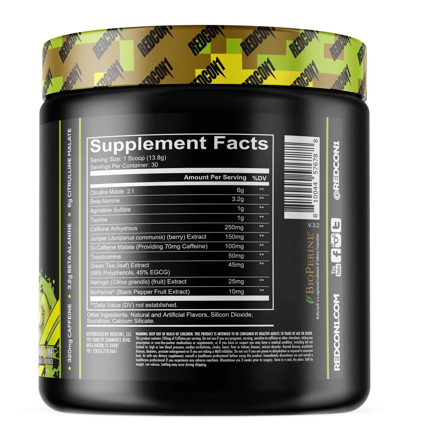 REDCON1 Total War Pre Workout Powder, Kiwi Lime - Beta Alanine + Citrulline Malate Keto REDCON1