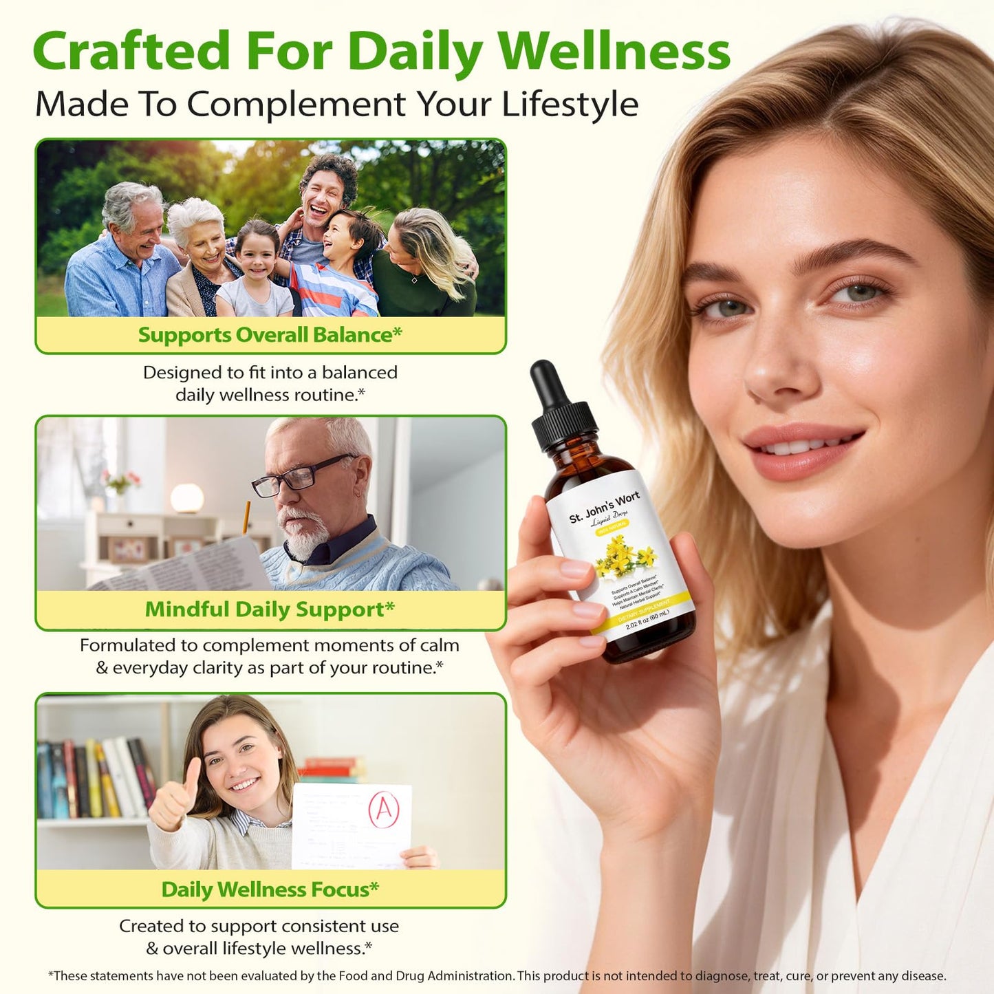 YEMFGQOE St Johns Wort Tincture | Mood Support | Alcohol Free Liquid Extract Drops | Hypericum Perforatum | Vegan, Non-GMO, Gluten Free | 2 fl oz YEMFGQOE buy supplements Au