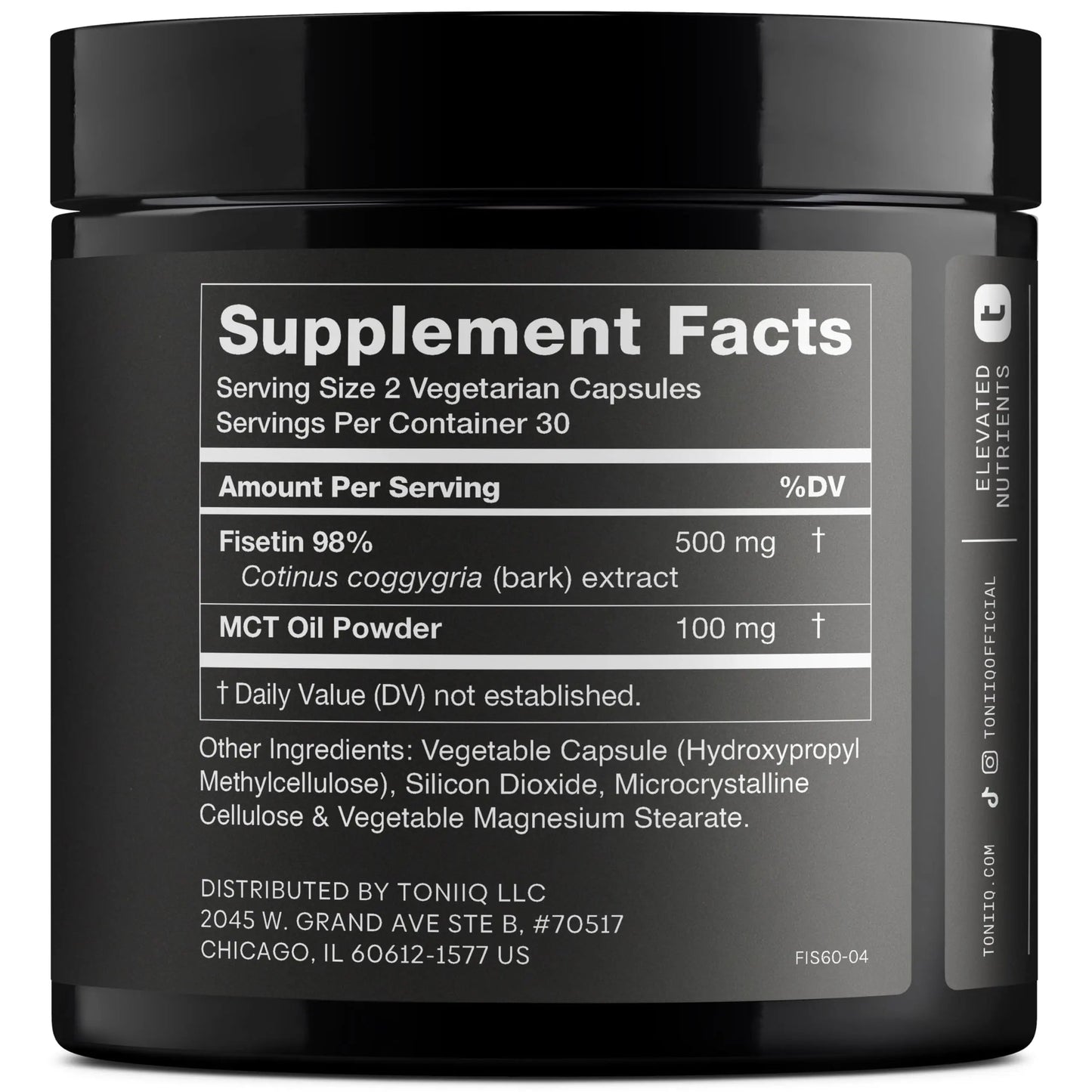 Toniiq Ultra High Purity Fisetin 500mg - 98%+ Higly Purified & Bioavailable Fisetin Supplement with MCT Oil for Absorption - Third-Party Tested Senolytic Supplements for Aging Support - 60 Capsules Toniiq buy supplements Au