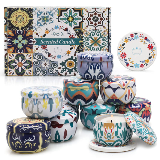 10 Pack Scented Candles Gifts, Aromatherapy Candles for Home Scented with 2 Coasters Yinuo Candle
