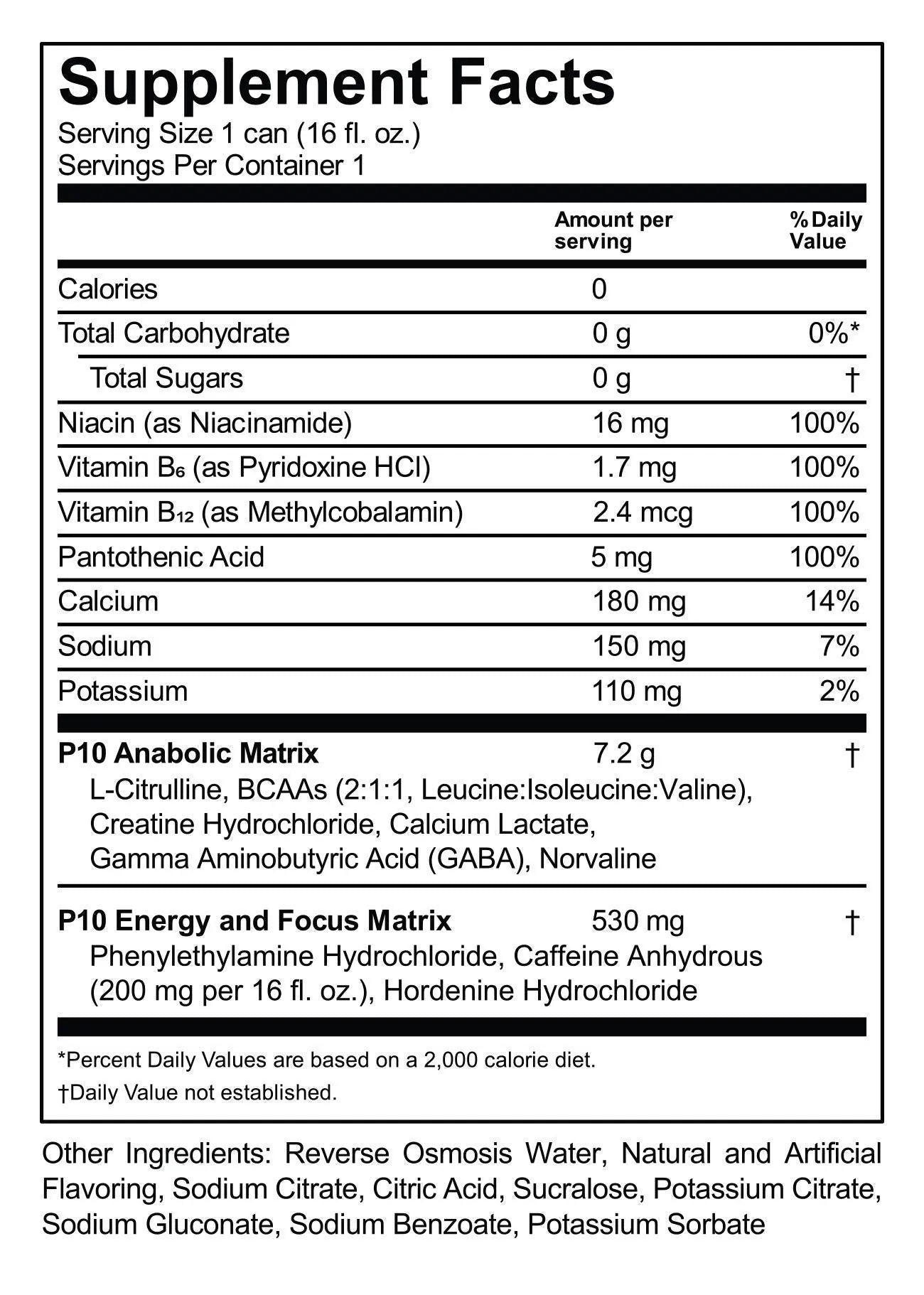 P10 Performance Sugar-Free Pre Workout Drink - 12-Pack, Fruit Blast, 12oz Cans - Energy P10 Performance